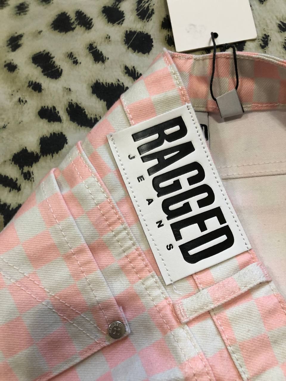 The Ragged Priest The Ragged Priest FASHION Pink and Cream Checkered Jeans Size 34" / US 12 / IT 48 - 4 Thumbnail