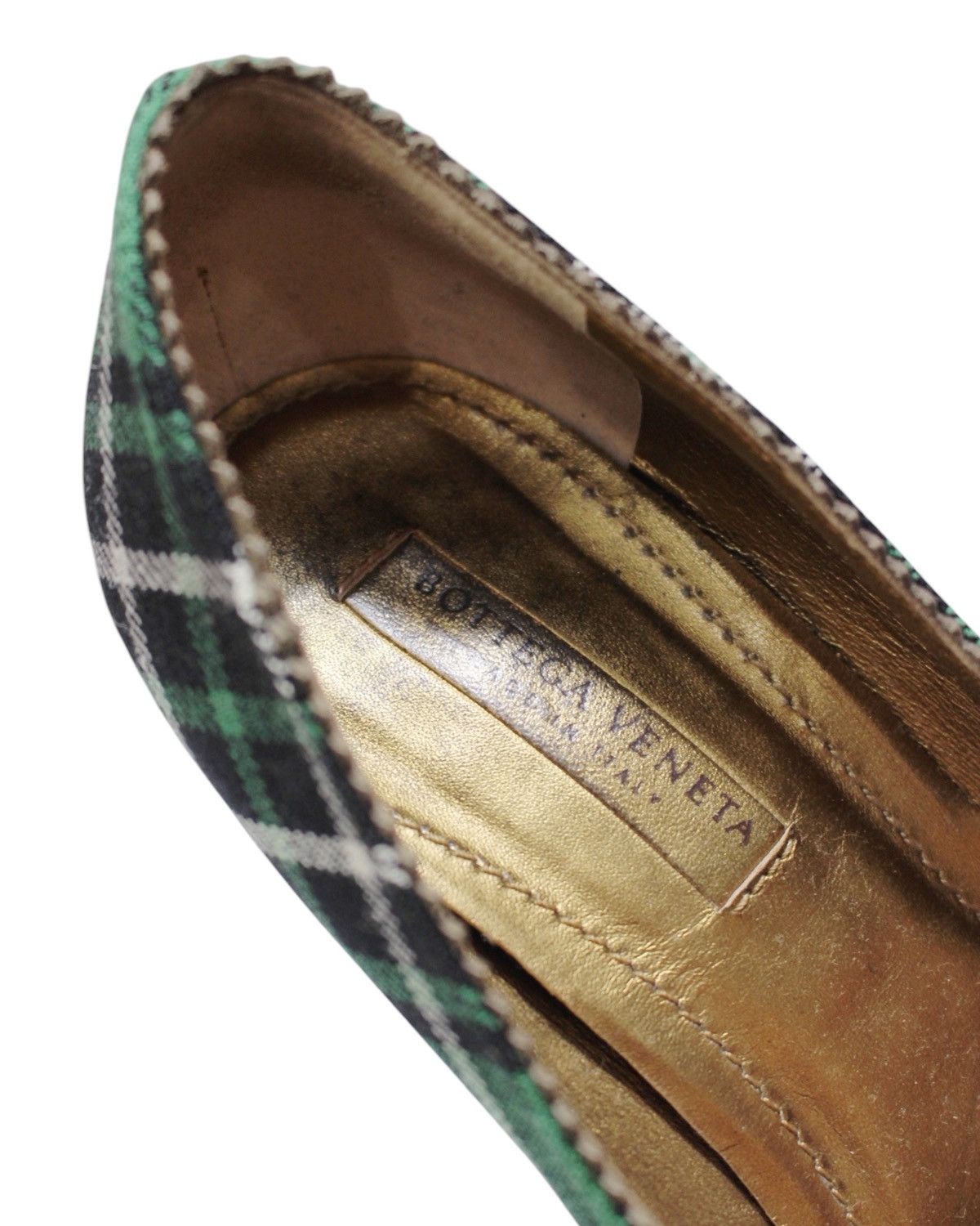 Bottega Veneta BOTTEGA VENETA GREEN PLAID CANVAS PUMP Size US 5.5 / IT 35.5 - 6 Thumbnail