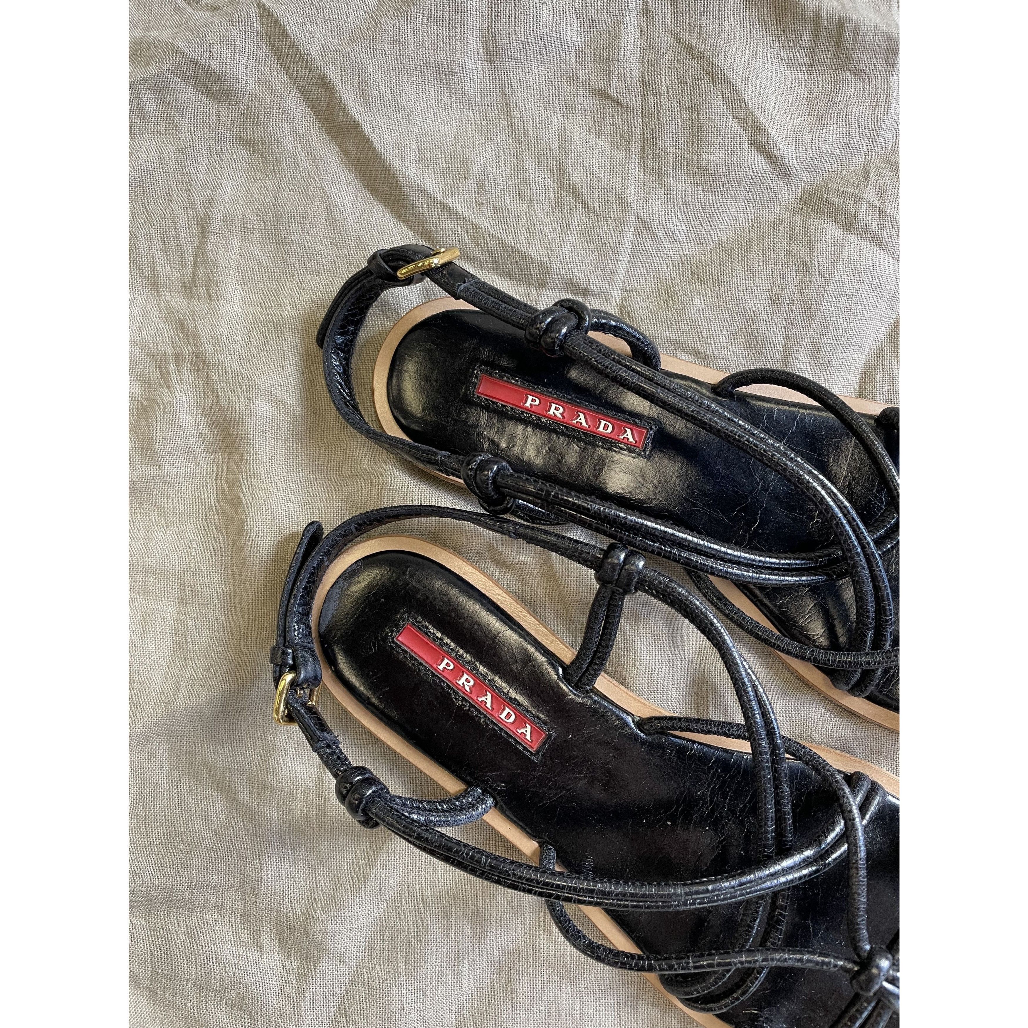 Prada Prada Leather Summer Thong Strap Sandals 6588AC Size US 7 / IT 37 - 3 Thumbnail