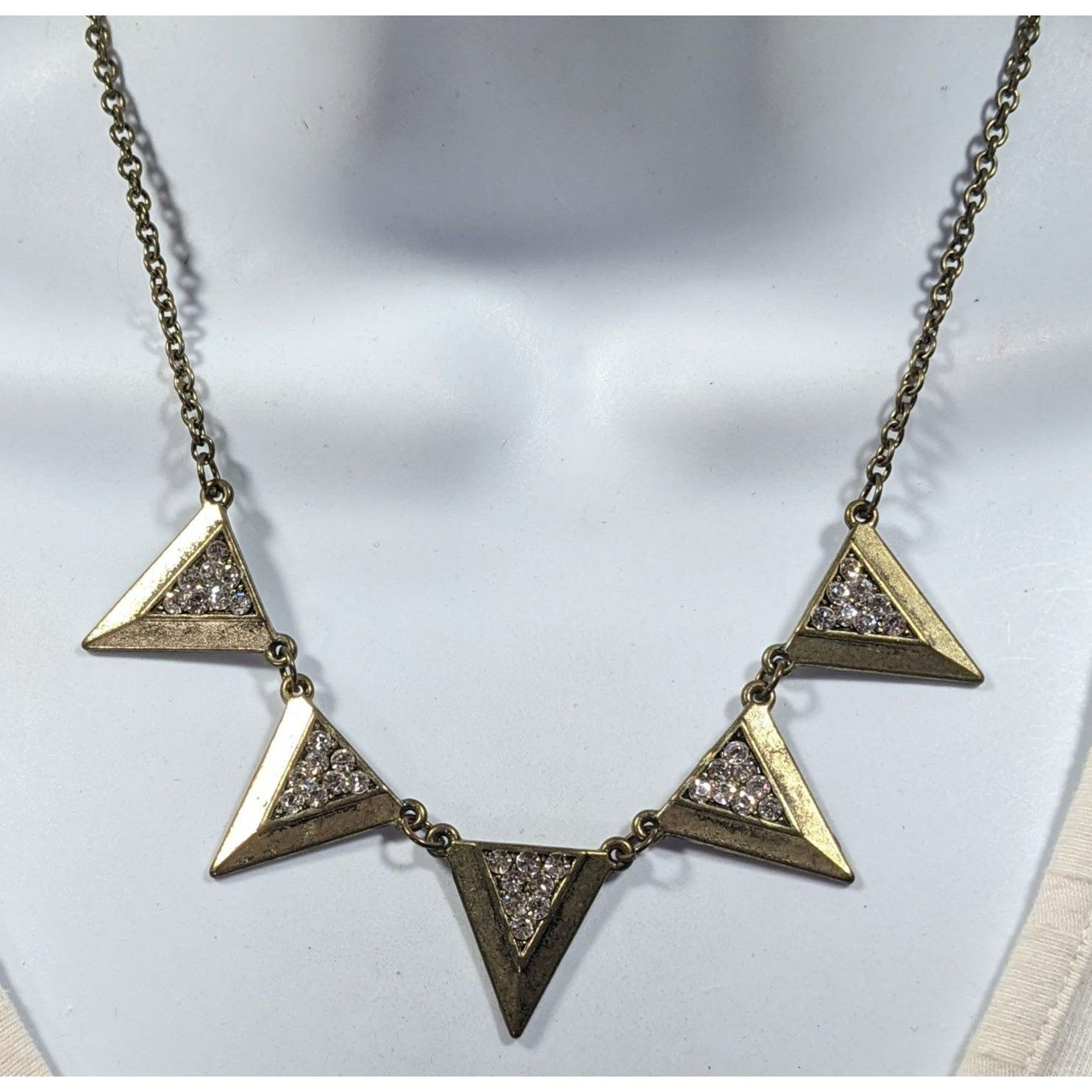 Other Geometric Glam Gold Tone Rhinestone Statement Necklace Size ONE SIZE - 4 Thumbnail