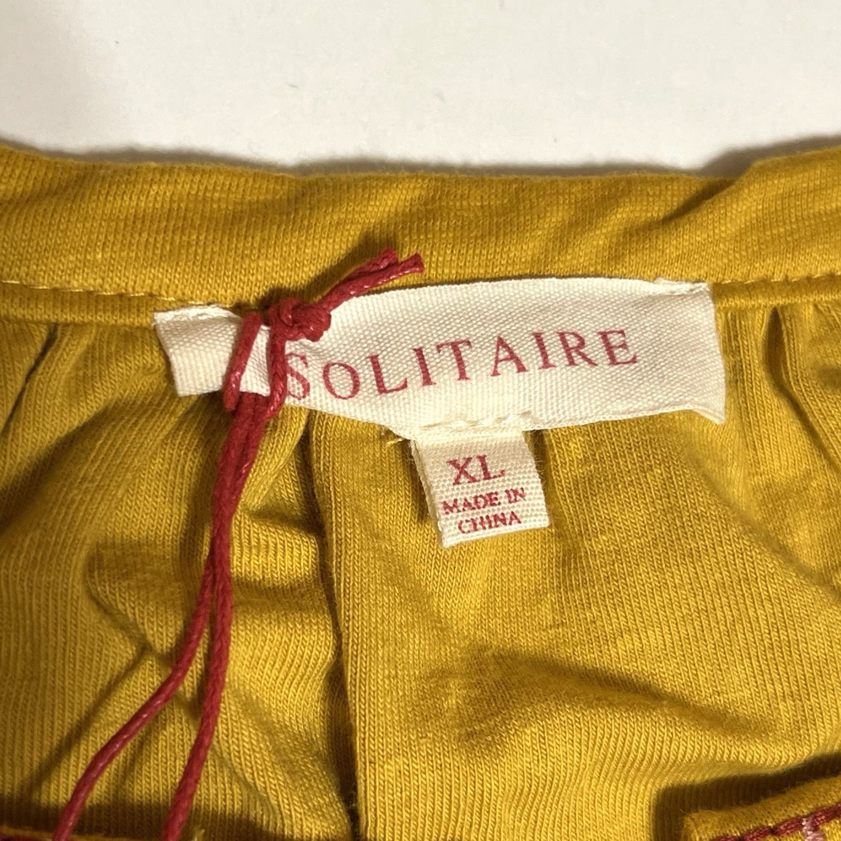 Vintage Solitaire Blouse Short Sleeve Women's XL Yellow Floral Embroidered NWT Boho Top (Cotton Blend) Size XL / US 12-14 / IT 48-50 - 6 Thumbnail