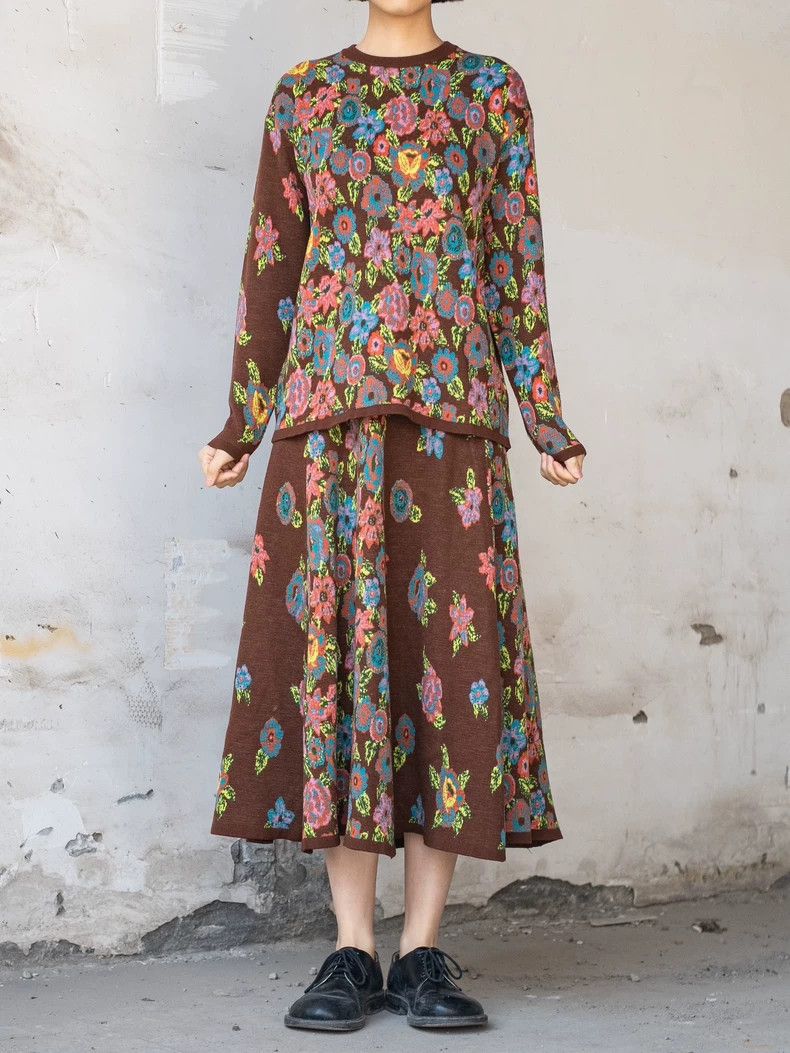 Kenzo KENZO Brown floral knit set Size M / US 6-8 / IT 42-44 - 1 Thumbnail