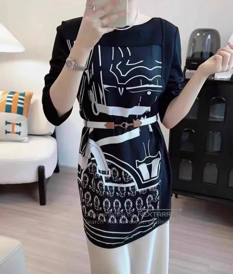 Hermes Hermes Spring/Summer Twillaine Series Black and White Prin Size XS / US 0-2 / IT 36-38 - 8 Thumbnail