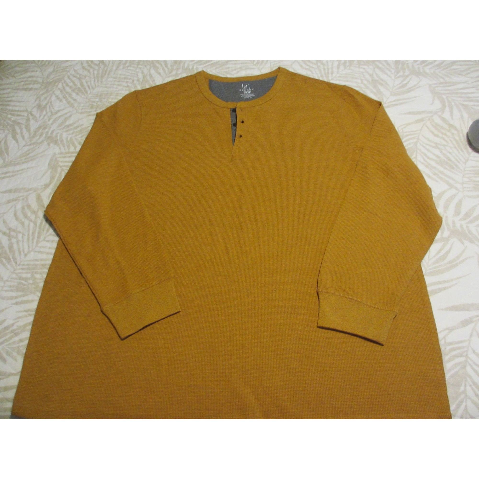 George George Brand Mens 3XL Mustard Long Sleeve Henley Shirt With Size US XXL / EU 58 / 5 - 1 Thumbnail