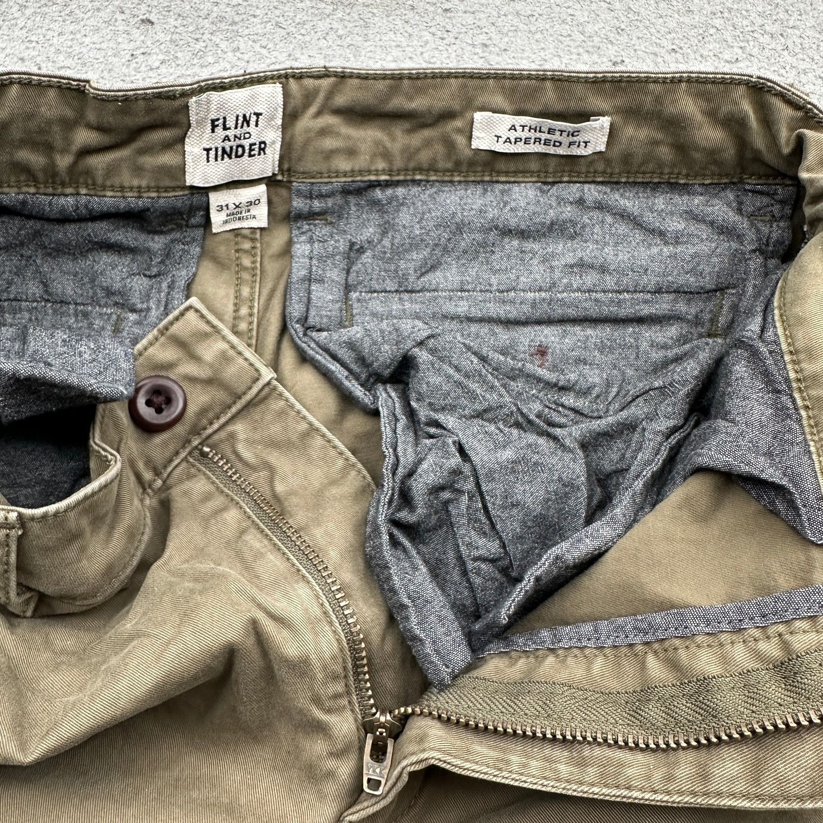 Flint And Tinder Flint And Tinder Twill Olive Green Chino Pants 32x30 Size US 32 / EU 48 - 3 Thumbnail