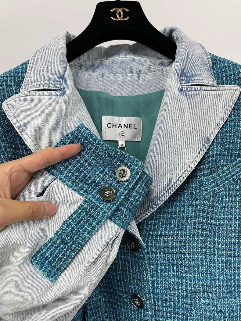 Chanel Chanel Peacock blue silhouette woven denim jacket Size XS / US 0-2 / IT 36-38 - 3 Thumbnail