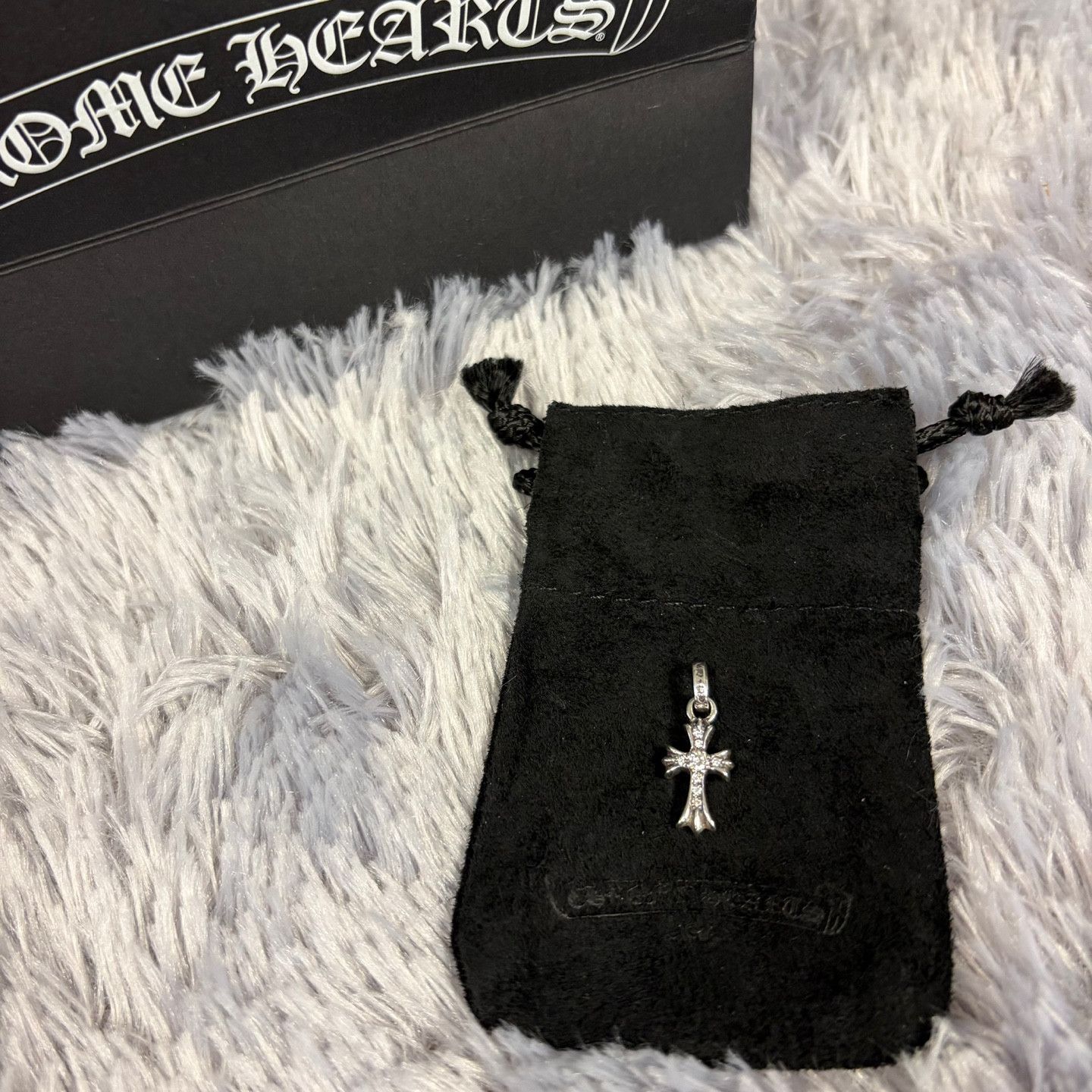 Chrome Hearts Baby Fat Cross Charm Silver with Pave Diamond | Grailed