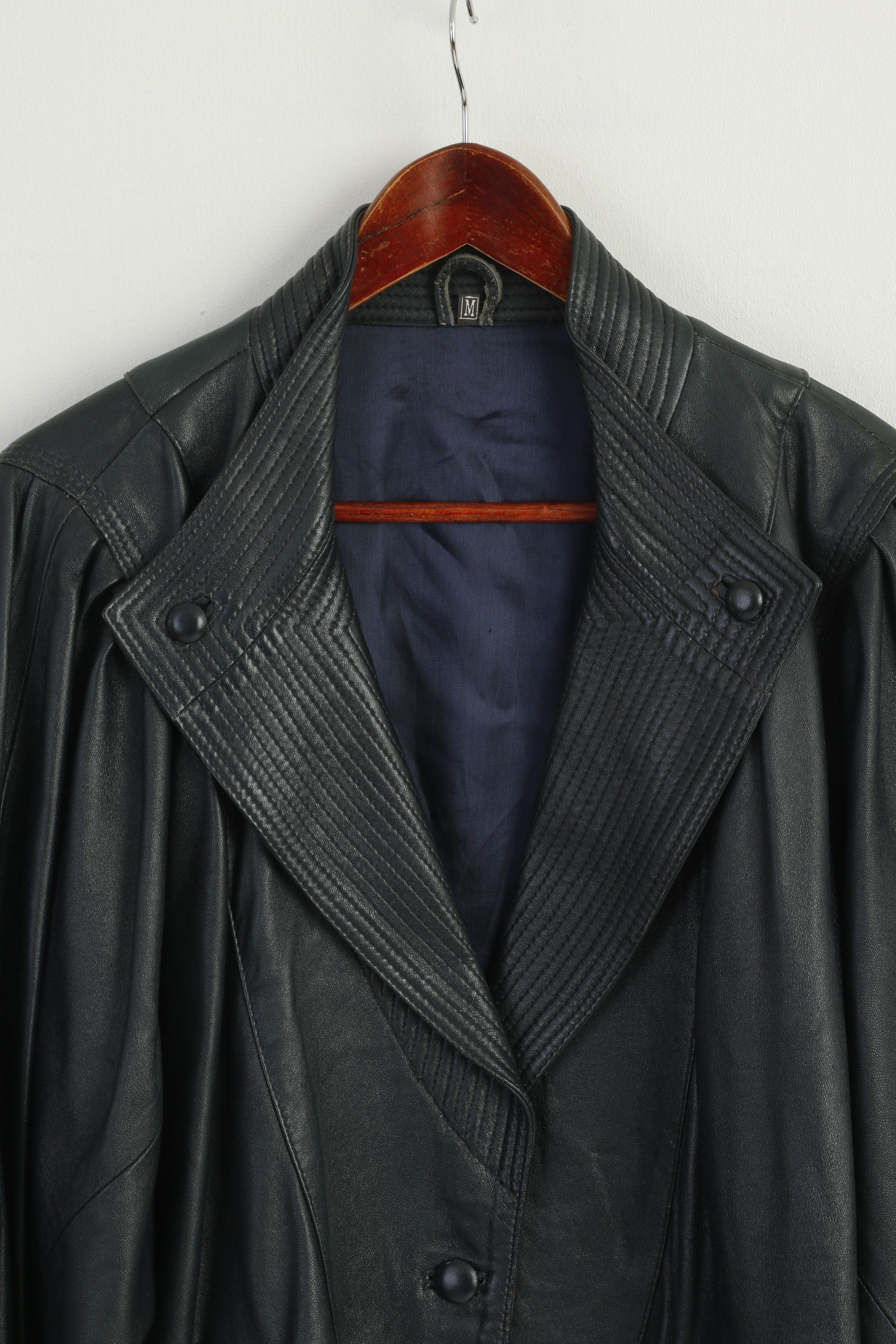Vintage Vintage Women M Jacket Navy Soft Leather Bomber 8752 Size M / US 6-8 / IT 42-44 - 3 Thumbnail