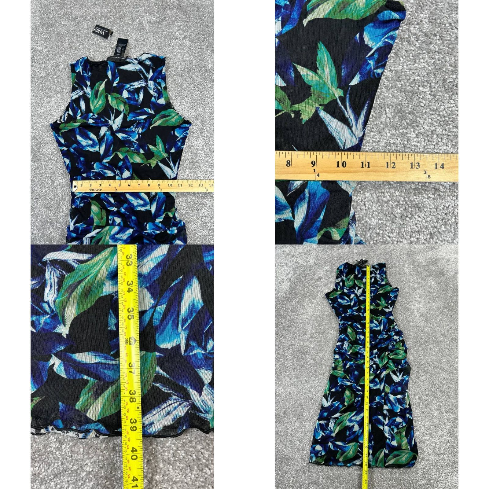 White House Black Market White House Black Market Dress Womens 2XS Blue Floral Bodycon Sleeveless V-Neck Knee Length Pullover Casual Polyester Size XXS / US 00 / IT 34 - 8 Thumbnail