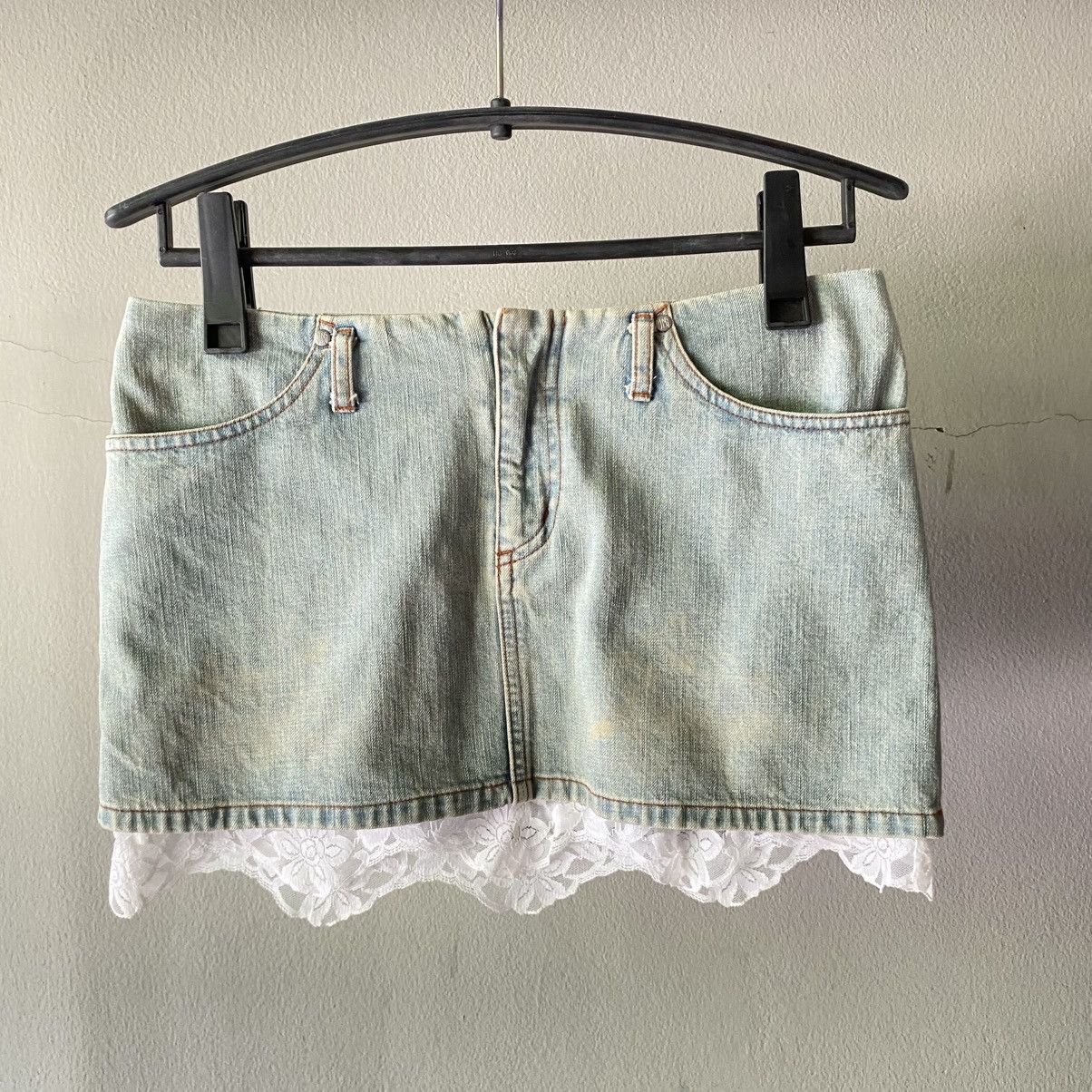 Jean Paul Gaultier JPG Jean Paul Gaultier Y2K Lace Trim Denim Skirt Size 36" / US 14 / IT 50 - 16 Thumbnail