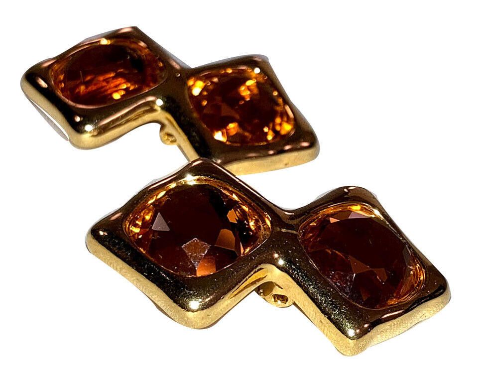 Givenchy Givenchy Simulated Faceted Golden Citrine Glass Earrings Size ONE SIZE - 4 Thumbnail