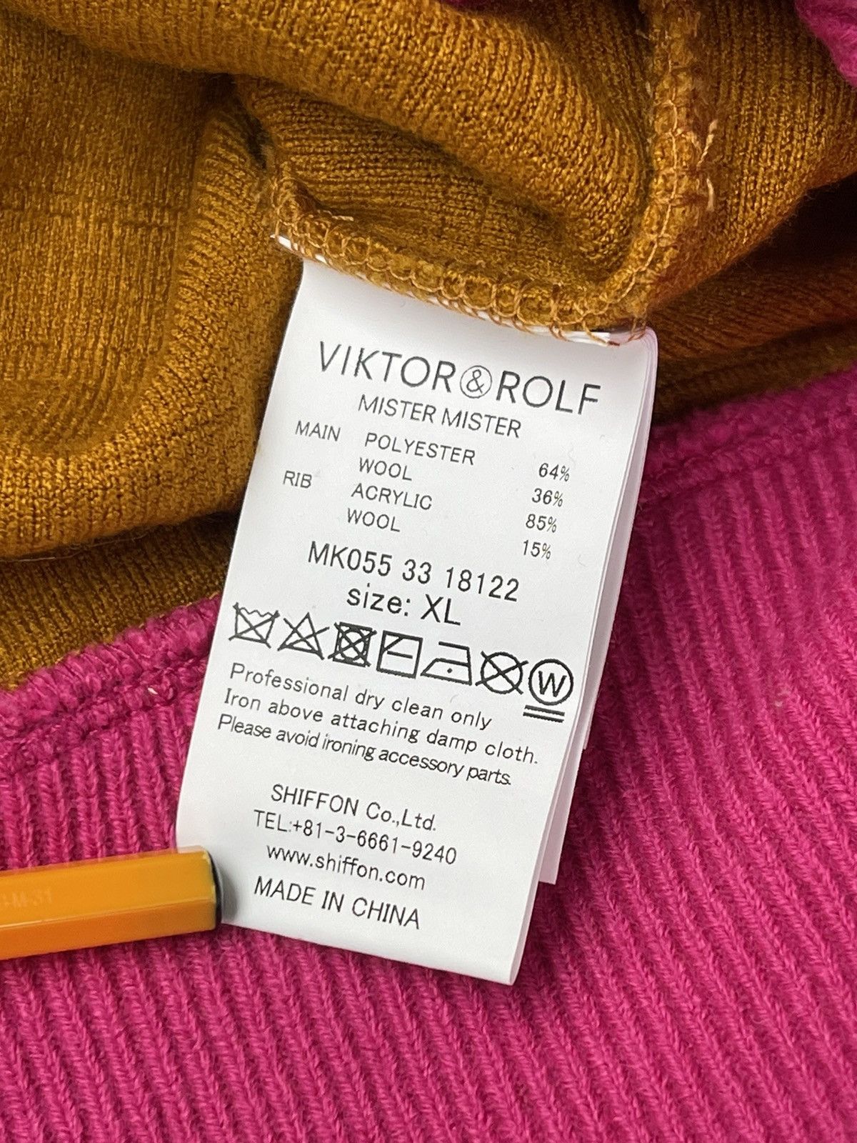 Viktor & Rolf !DS! FW22 Viktor & Rolf Logo Pink Brown Wool Cardigan Size US XL / EU 56 / 4 - 17 Thumbnail