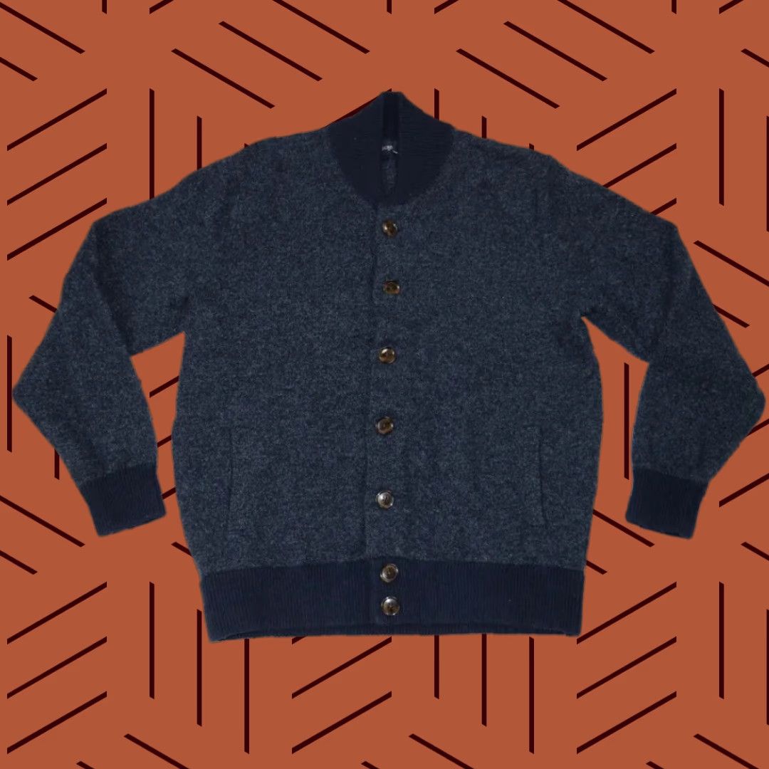 J.Crew **J.CREW Large Men's Classic Fit Cable-Knit Bomber Cardigan in Blue** User: **J.CREW Men's Large Cable-Knit Bomber Cardigan in Blue** Size US L / EU 52-54 / 3 - 1 Thumbnail