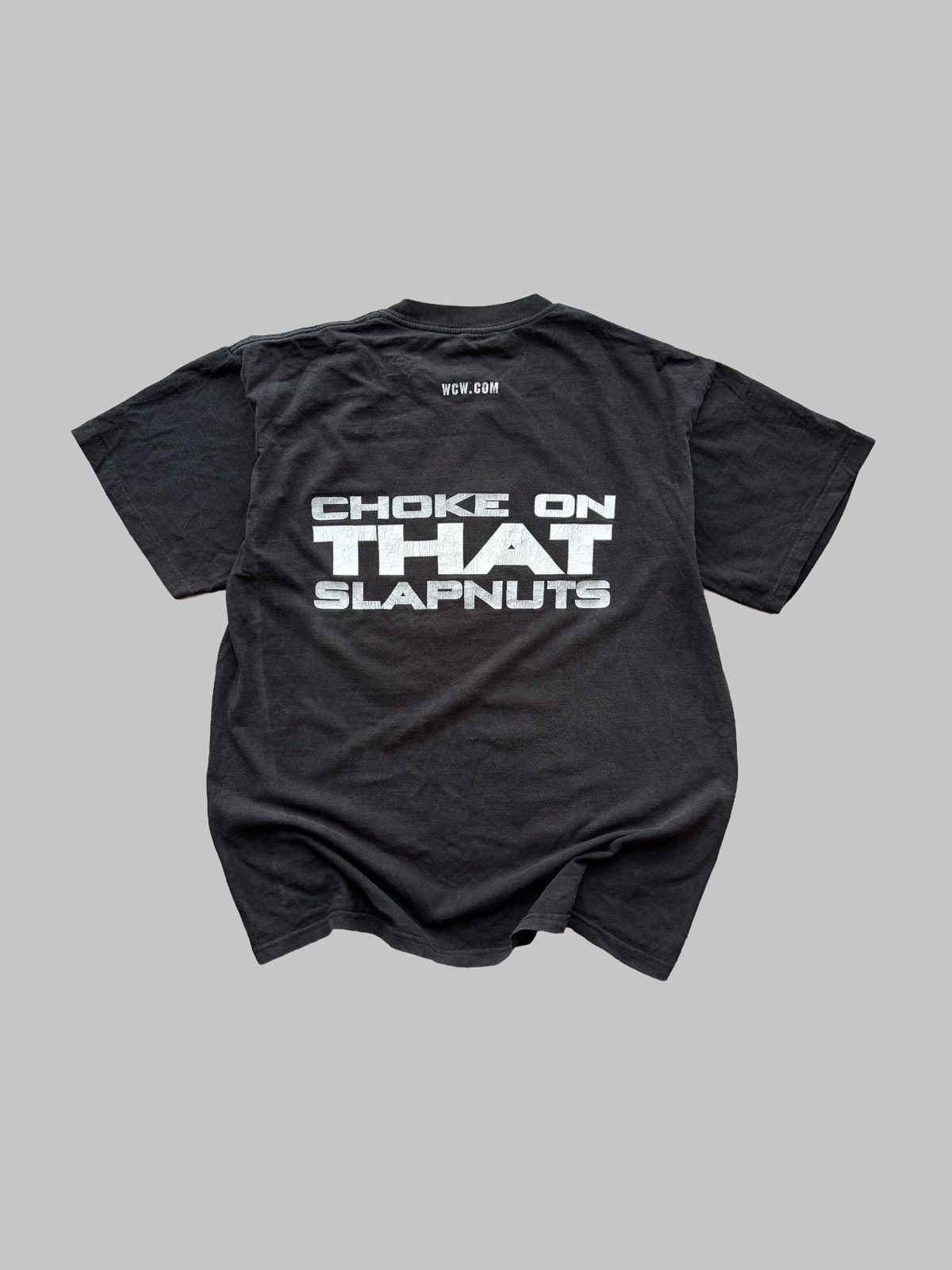 WWF Vintage 2000 WCW Jeff Jarrett Choke On That Slapnuts T-Shirt Size US L / EU 52-54 / 3 - 1 Thumbnail