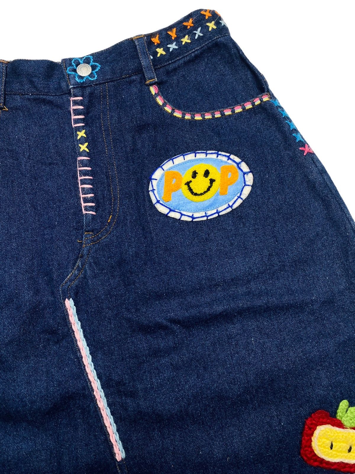 Angel Blue 2000s Angel Blue - Knitted Patch Midi Skirt Denim Size 26" / US 2 / IT 38 - 5 Thumbnail
