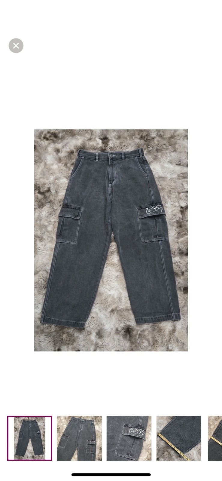 Obey Y2K OBEY Charcoal Black Wash Cargo Straight Wide Pants 30x30 Size US 30 / EU 46 - 1 Thumbnail