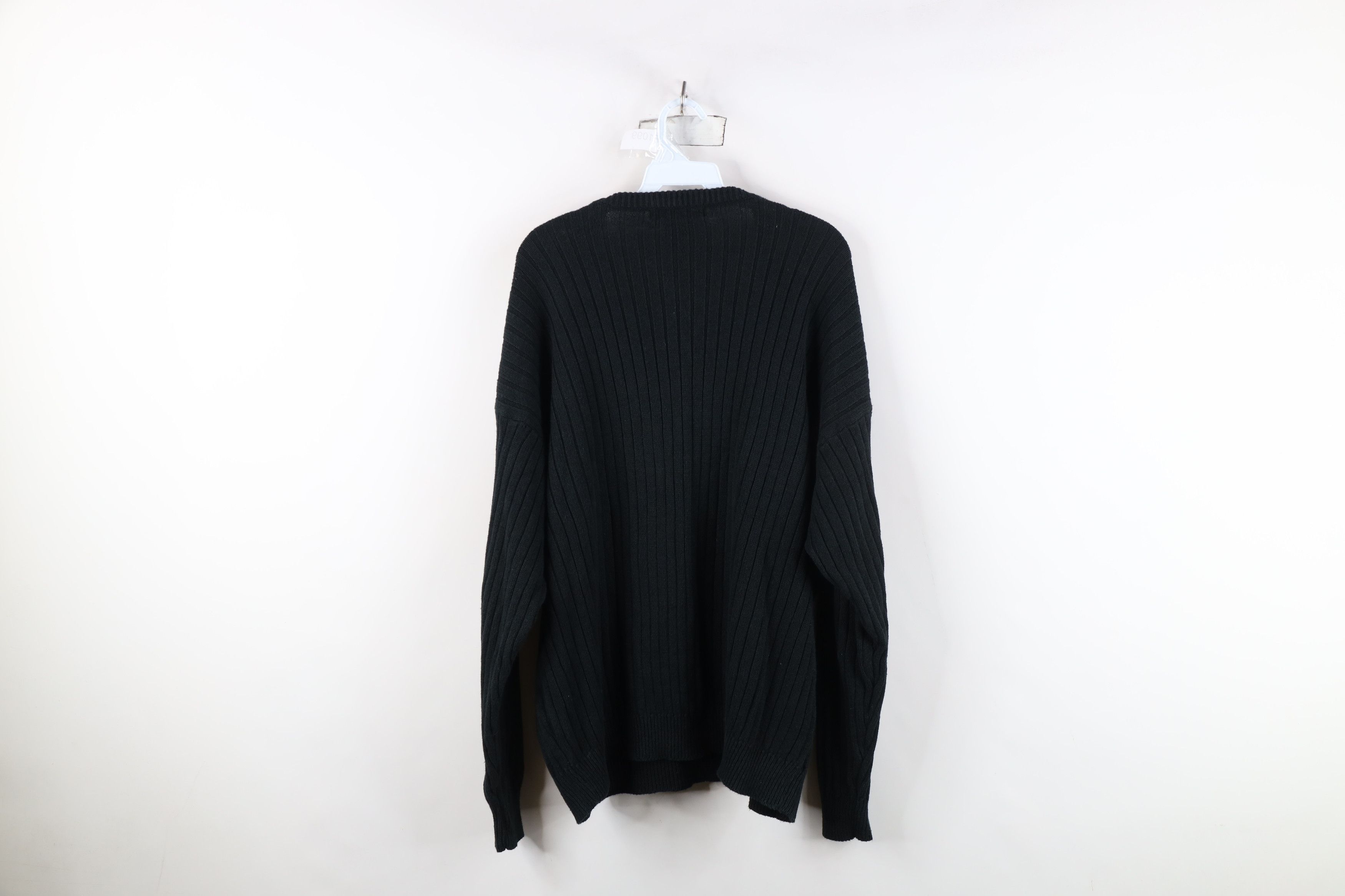 Vintage Vintage 90s Streetwear Ribbed Knit V-Neck Sweater Black Size XXL / US 16-18 / IT 52-54 - 10 Thumbnail