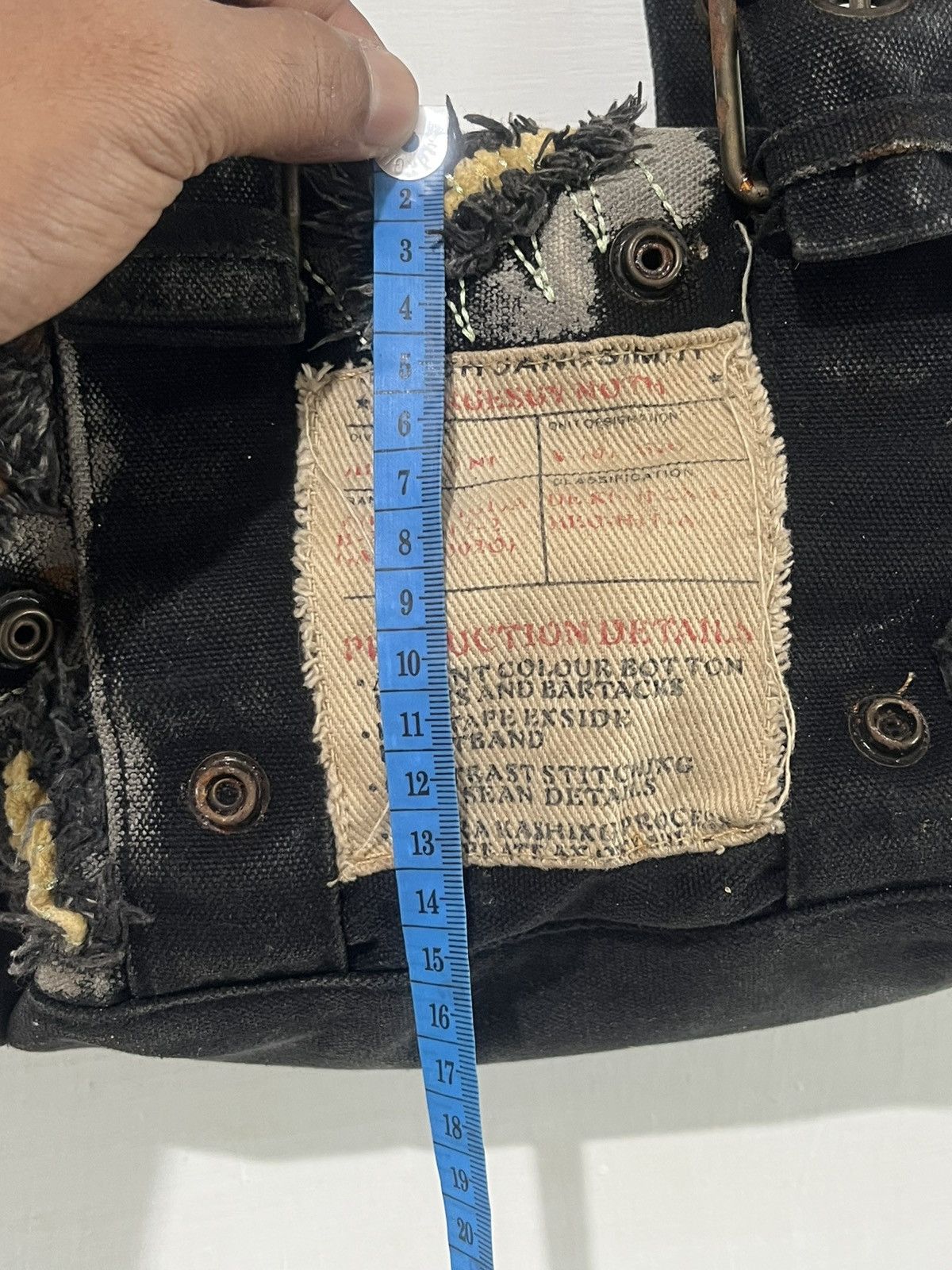 KMRii Y2K Grunge Punk Distressed Black Canvas Mini Handbag Size ONE SIZE - 10 Thumbnail