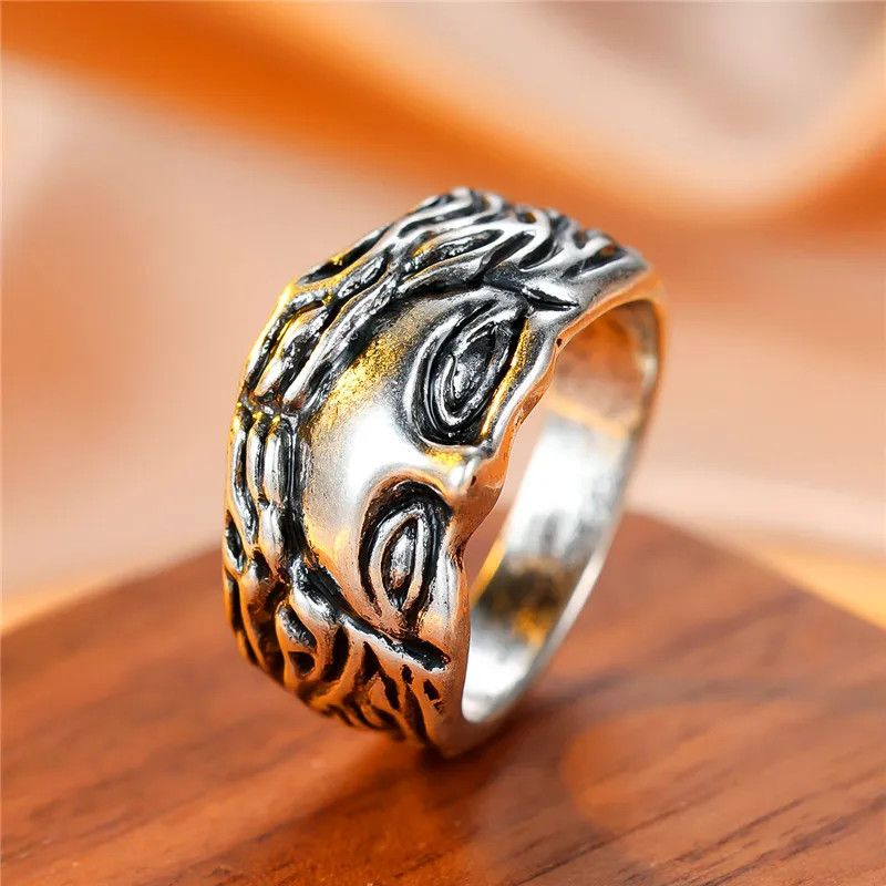 Jewelry Unique Female Metal Face Finger Ring Size ONE SIZE - 4 Thumbnail
