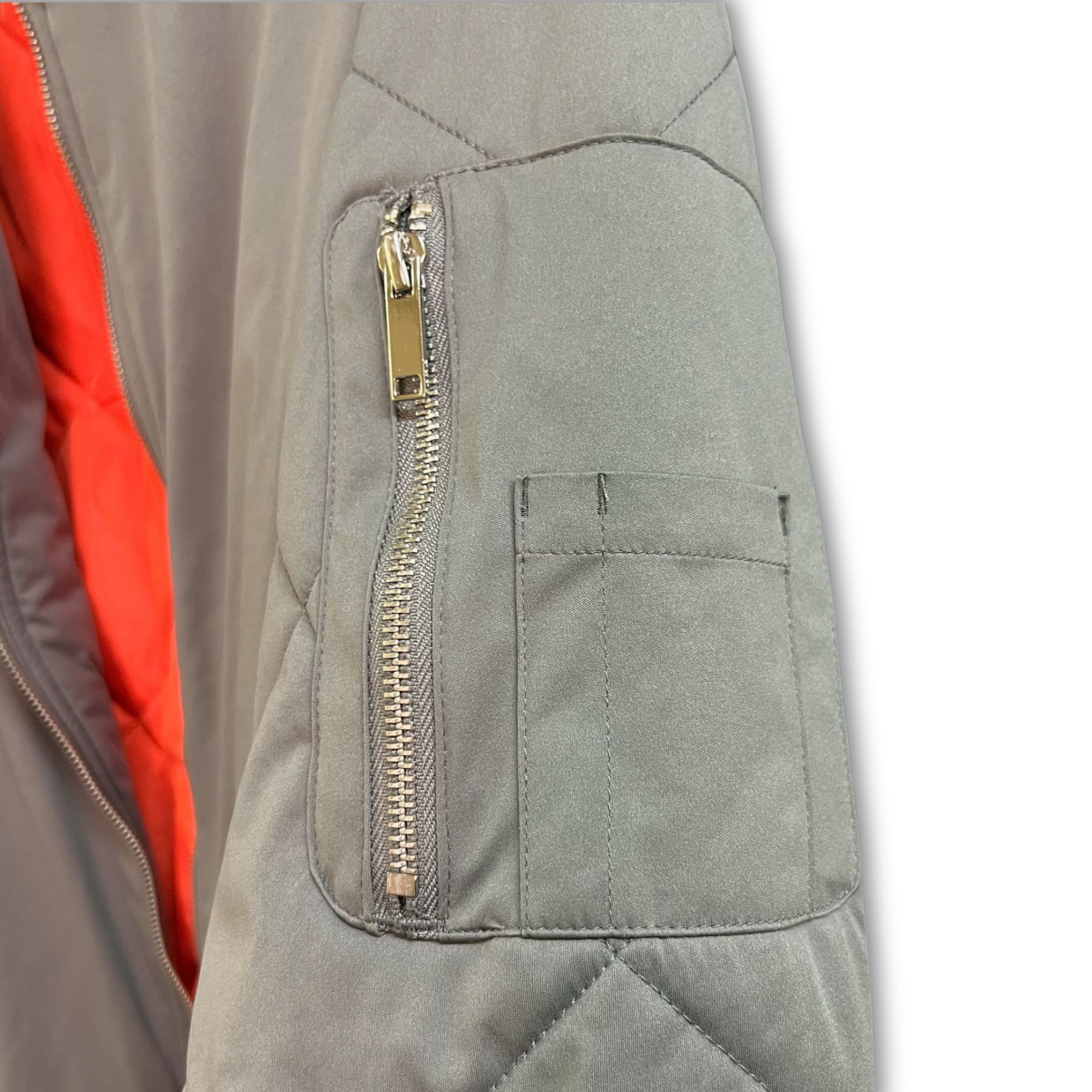 Zara ZARA Man Bomber Jacket Quilted Sleeves Gray W/Orange Lining Size US L / EU 52-54 / 3 - 5 Thumbnail