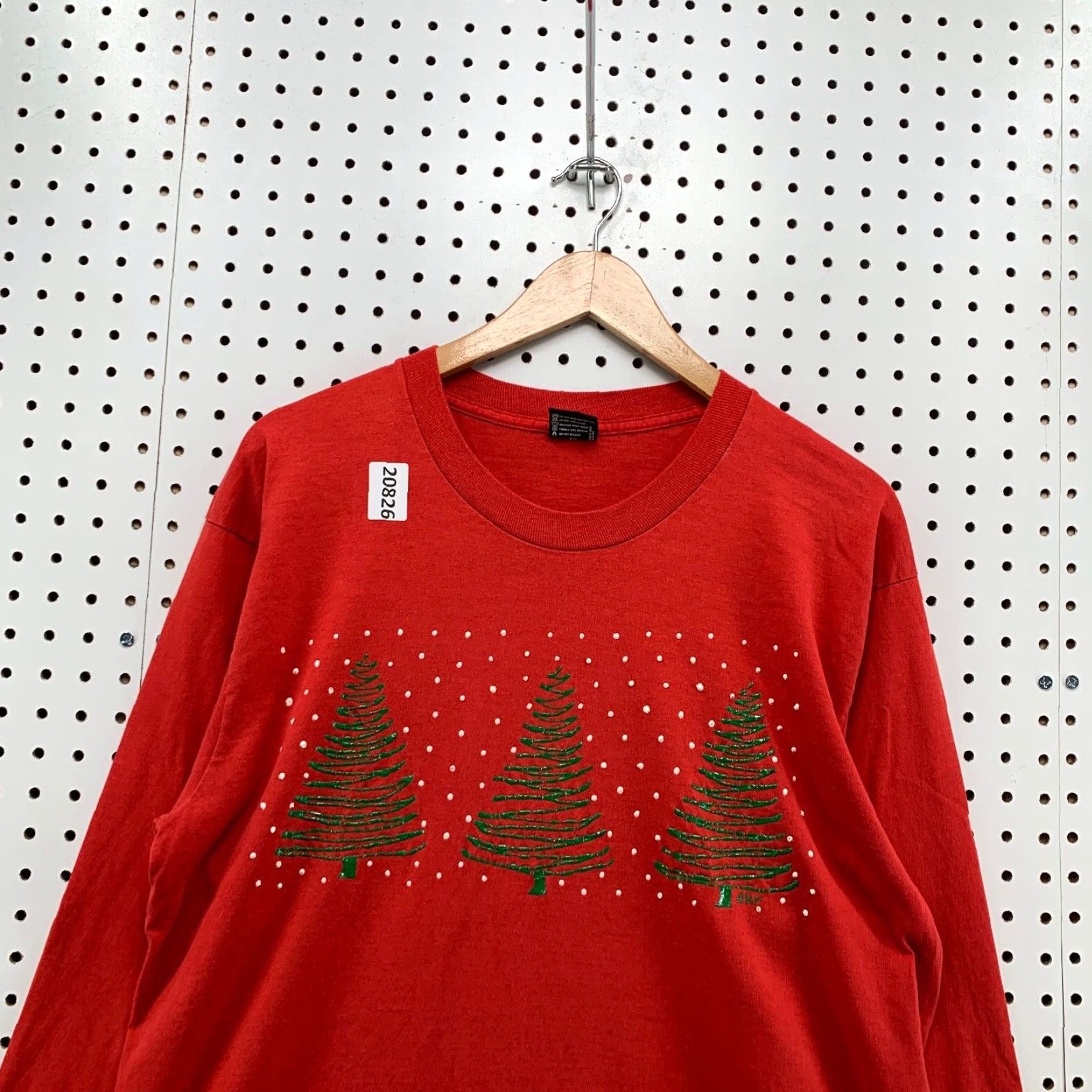 Vintage VINTAGE Screen Stars 90s Christmas Tree Graphic Long Sleeve Shirt Red Adult Large 21x29 Mens Size US L / EU 52-54 / 3 - 2 Thumbnail