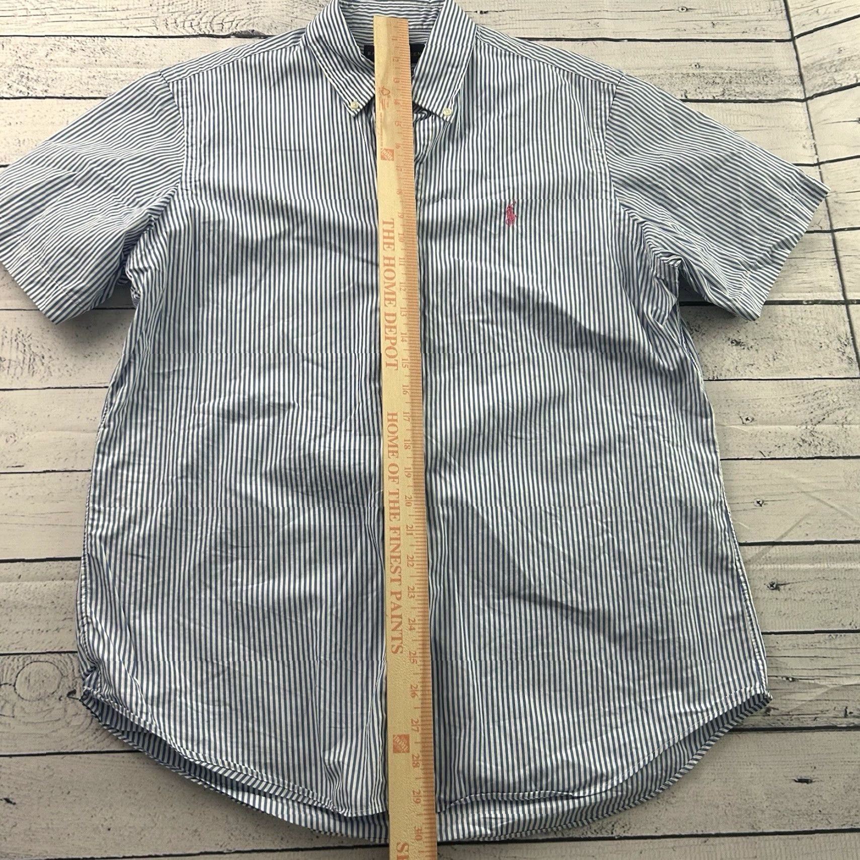 Polo Ralph Lauren Ralph Lauren Striped Short Sleeve Button Front Shirt Men's L Blue White Size US L / EU 52-54 / 3 - 4 Thumbnail