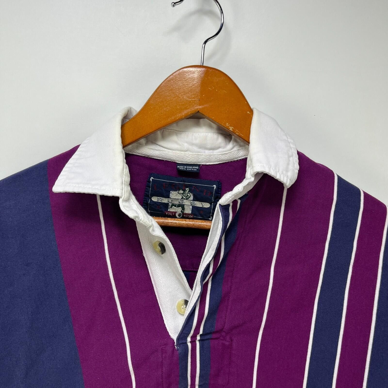 Vintage Vintage 90s Purple Stripe Rugby Polo Shirt Medium Size US M / EU 48-50 / 2 - 3 Thumbnail