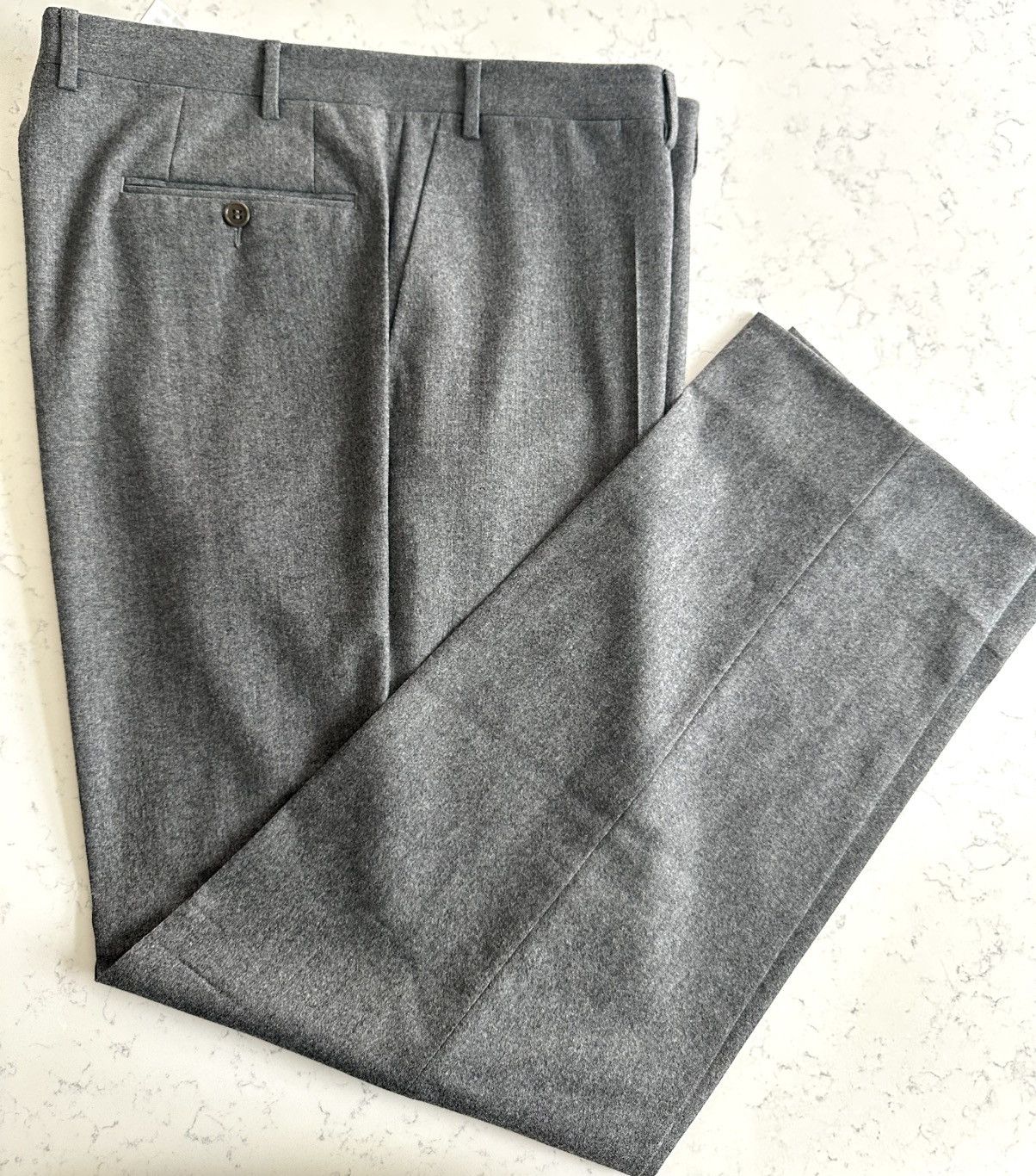 Canali Canali Mid-Grey Wool Dress Trousers – Size 38 (EU 56) Size 38R - 1 Thumbnail