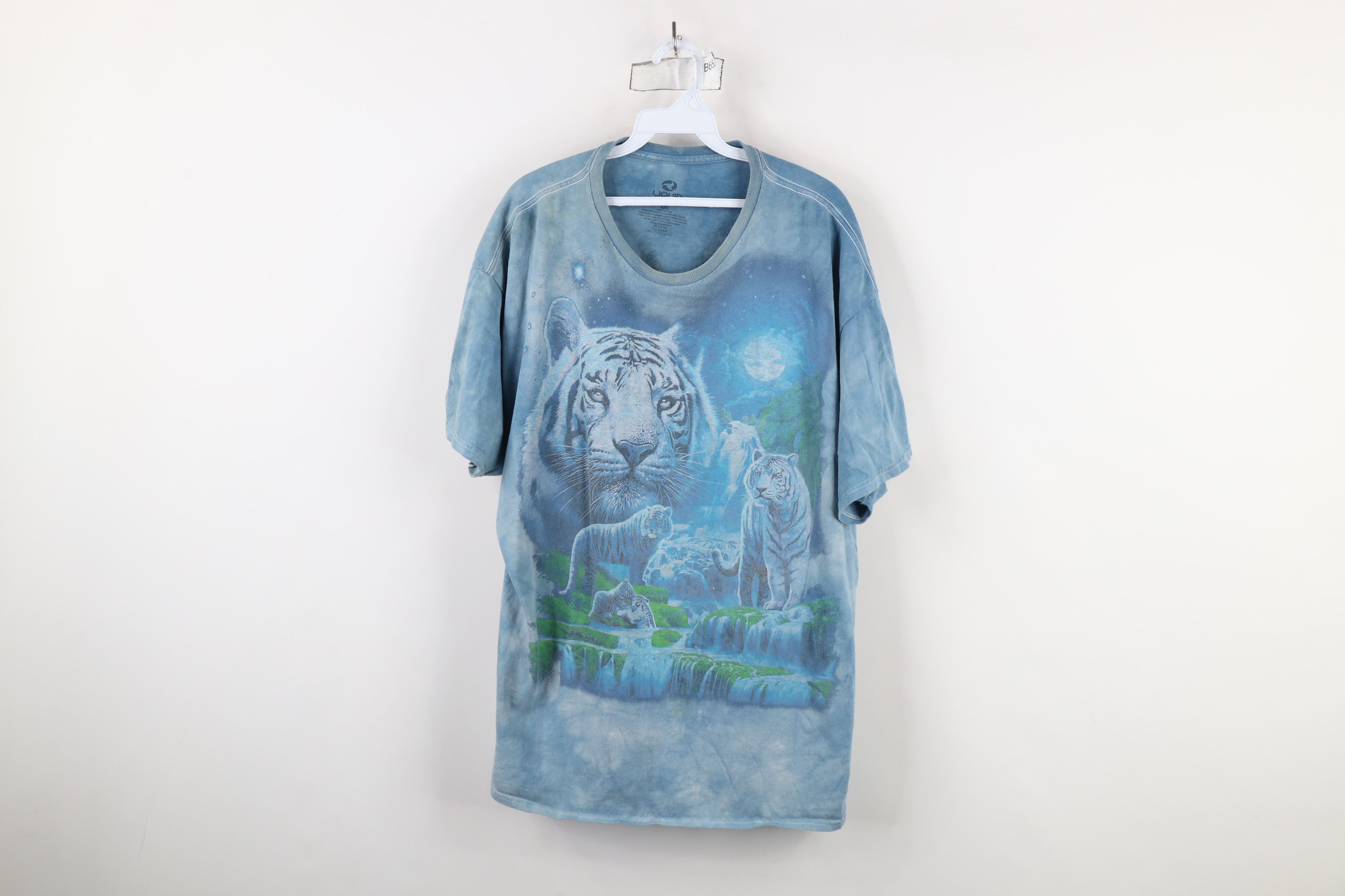 Liquid Blue × Vintage Vintage Y2K Liquid Blue Nature White Tiger Acid Wash T-Shirt Size US XXL / EU 58 / 5 - 1 Thumbnail