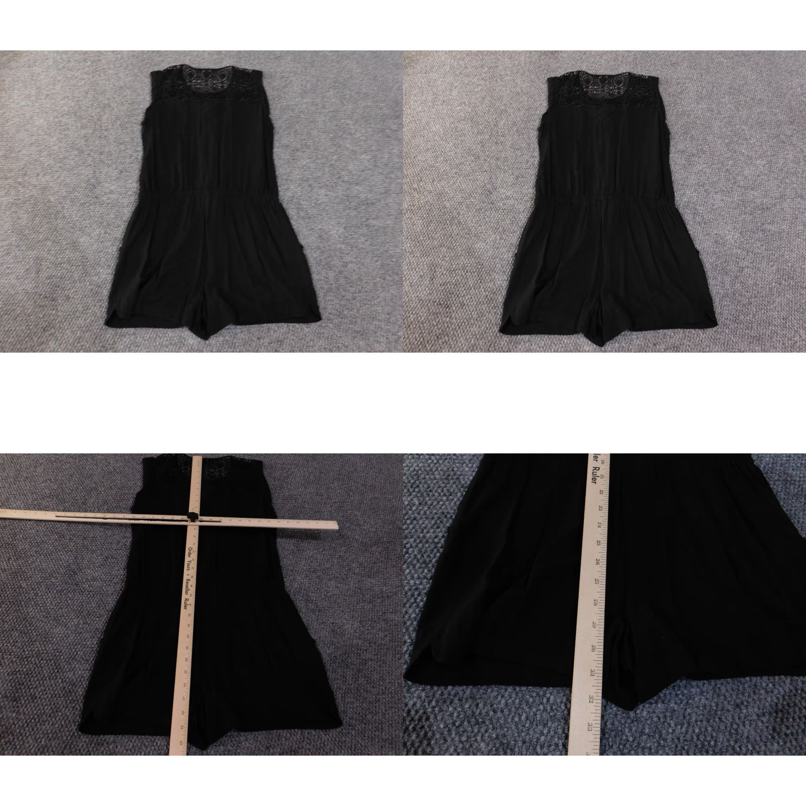 Loft Ann Taylor LOFT Romper Womens S Black Lace Sleeveless Round Neck Casual Knit Modal One-Piece Stretch Classic Regular Size 28" / US 6 / IT 42 - 8 Thumbnail