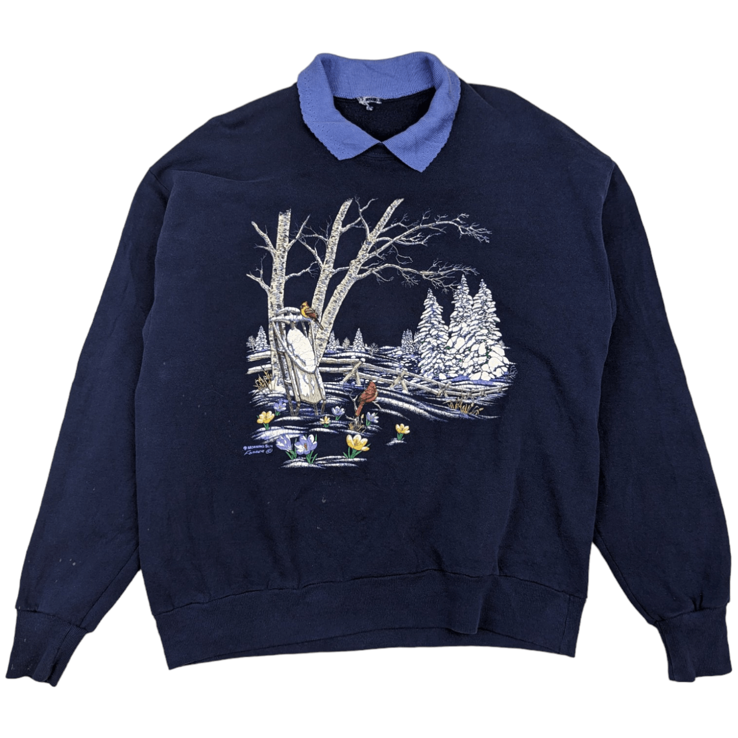 Vintage Vintage 90's MORNING SUN Forrer Winter Bird Graphic Jumper Size US L / EU 52-54 / 3 - 3 Thumbnail