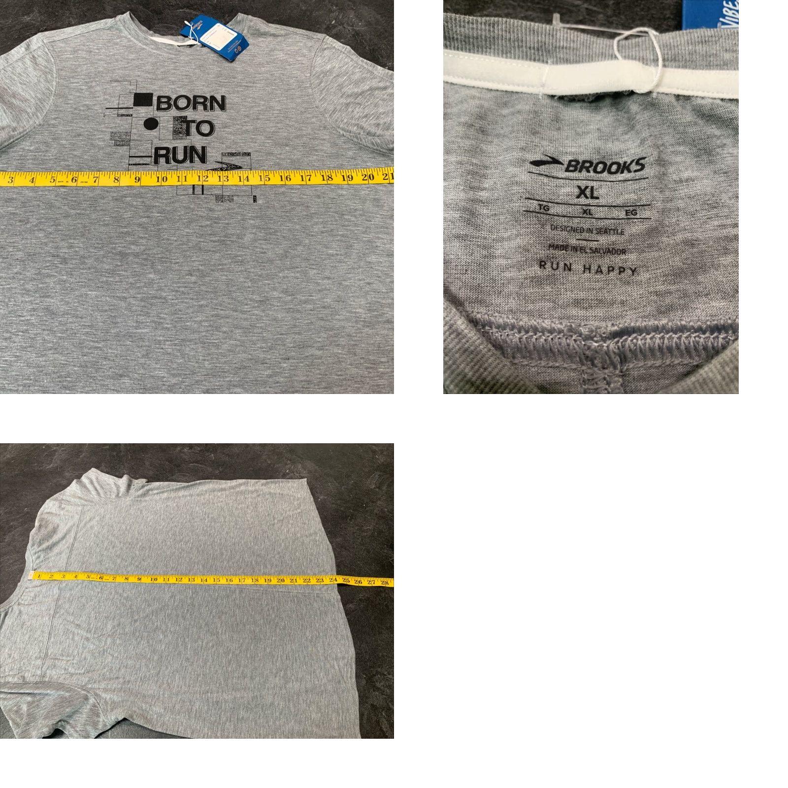 Brooks BROOKS Short Sleeve Born To Run T-Shirt Women's XL Gray Athletic Activewear Sports Size XL / US 12-14 / IT 48-50 - 8 Thumbnail