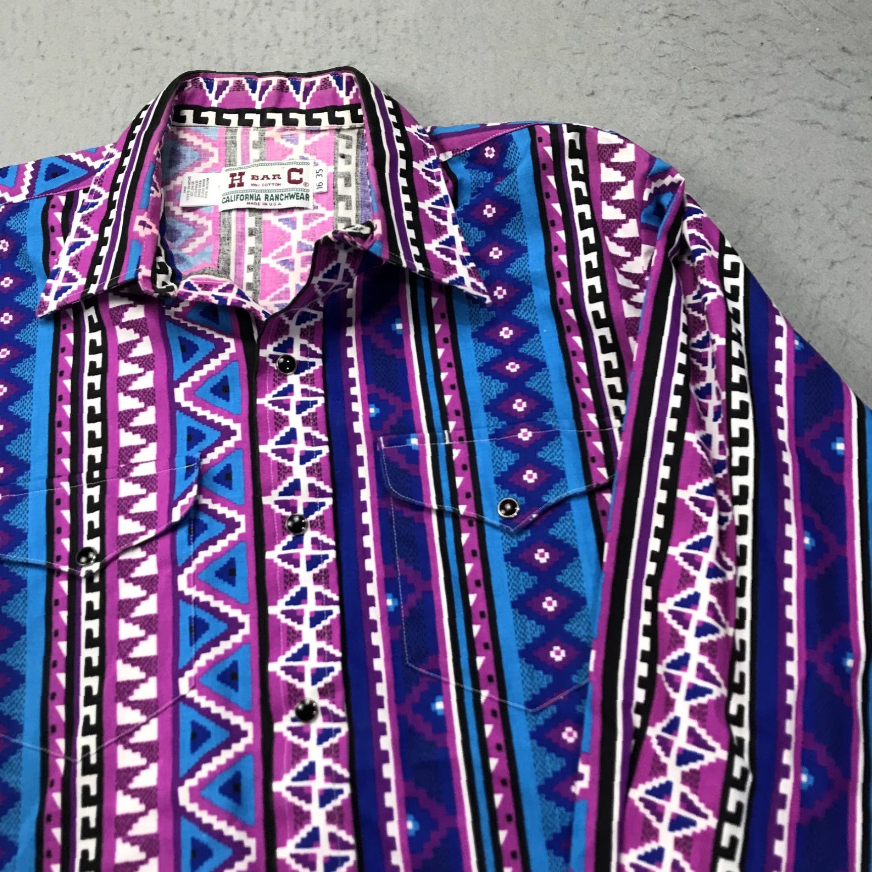 Vintage VINTAGE H Bar C Ranchwear Shirt Mens 16 35 Purple Pearl Snap Cowboy Rancher Size US L / EU 52-54 / 3 - 3 Thumbnail
