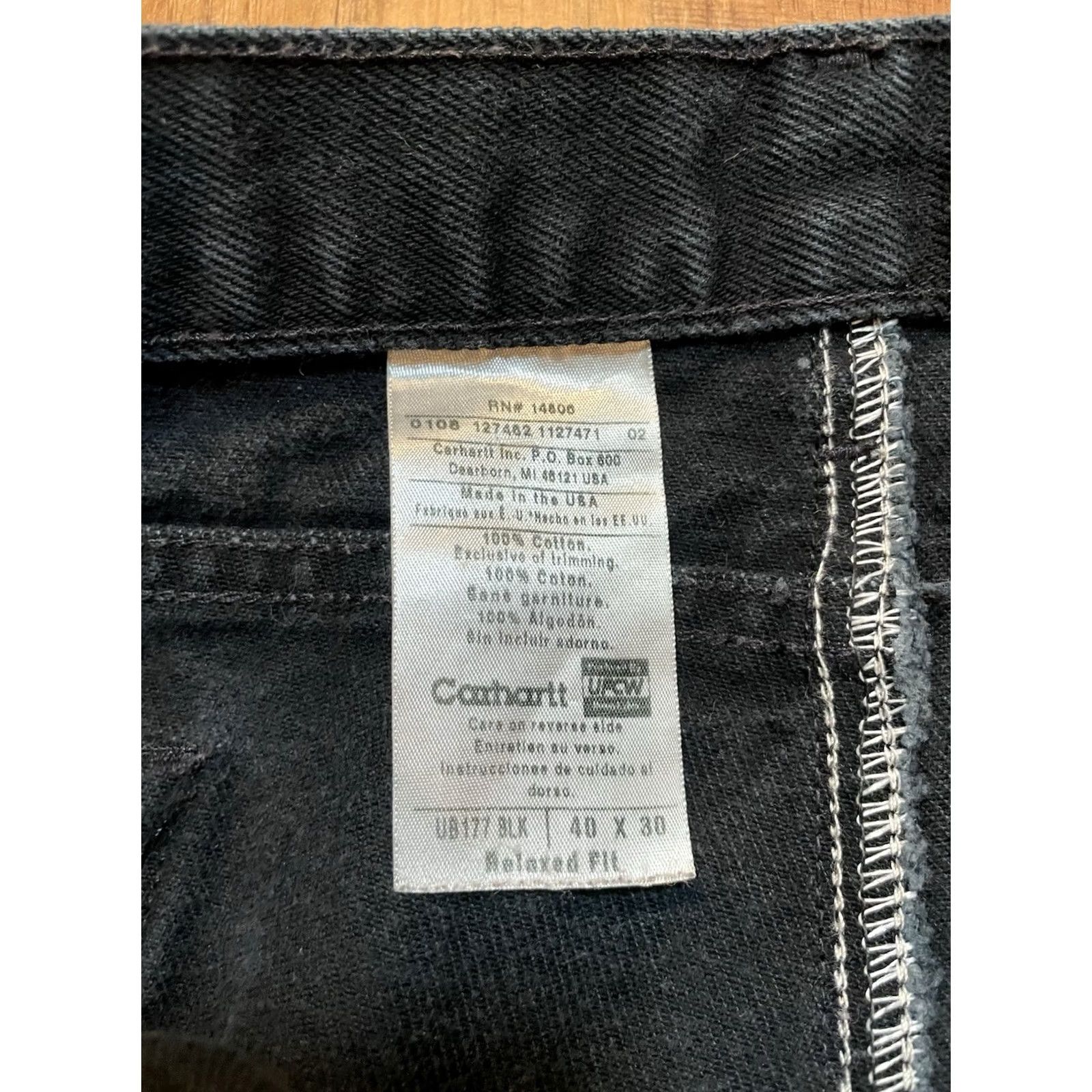 Carhartt Carhartt Jeans Mens 38x28 Black Relaxed Denim Straight Logo Pocket Regular denim Workwear UB177 BLK F560 Size US 38 / EU 54 - 5 Thumbnail