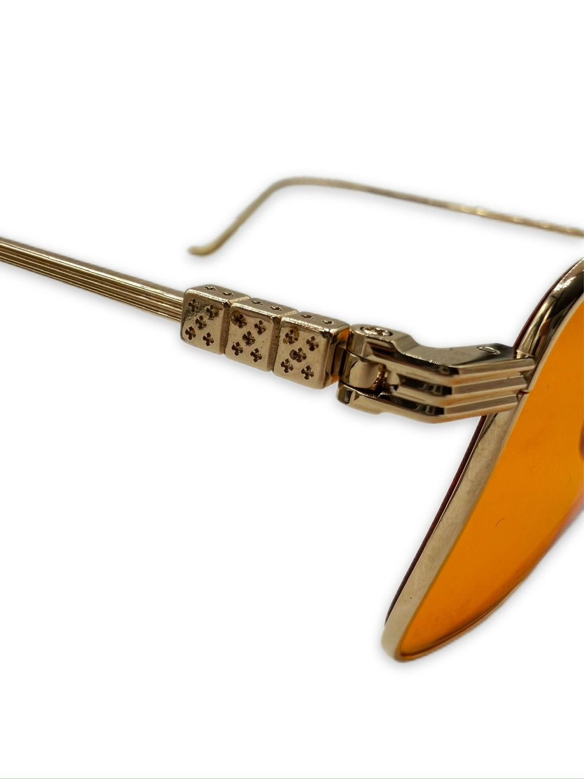 Chrome Hearts AM Dice Gold Plated Aviator Glasses