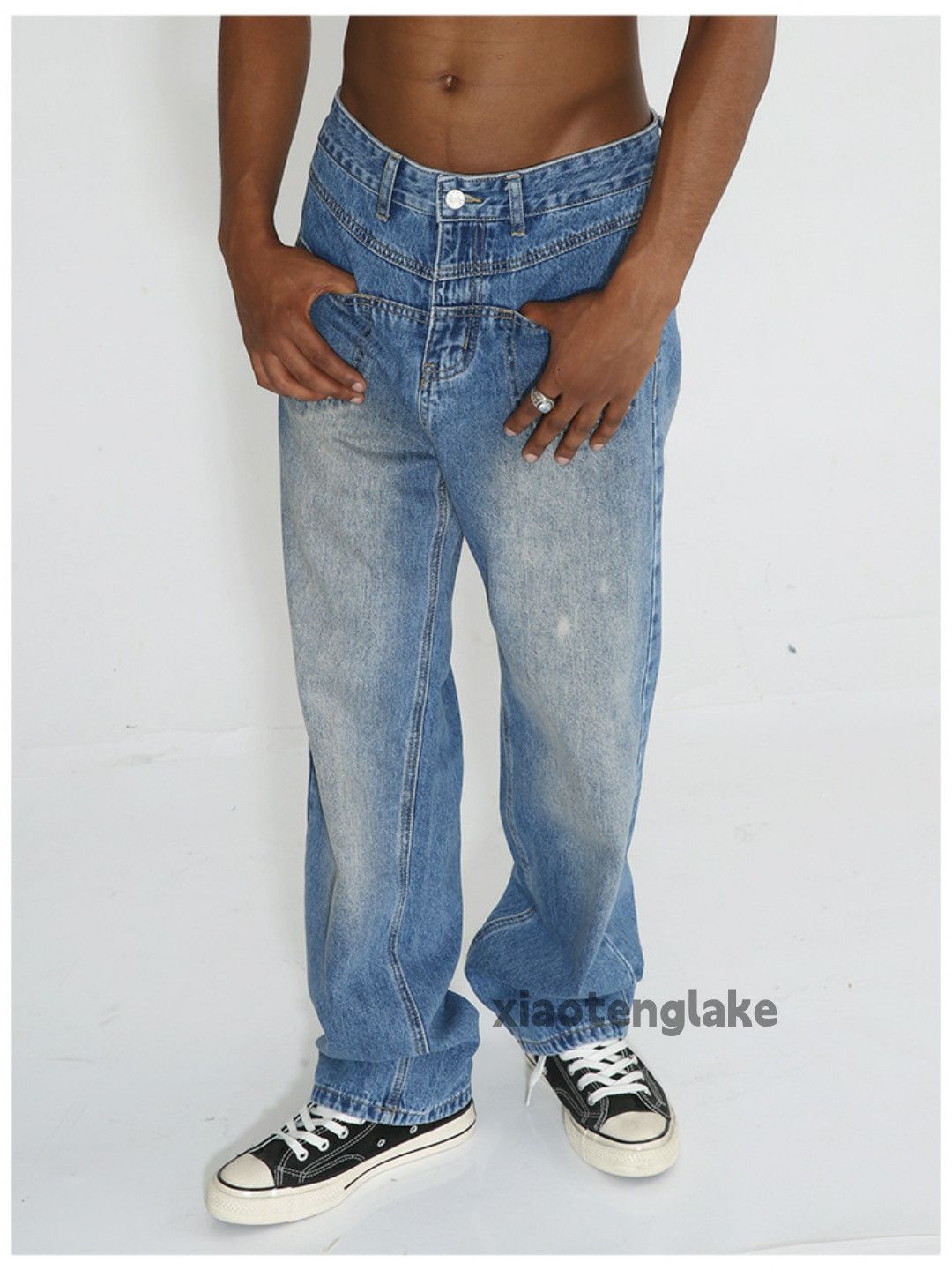 washed faded rusty skate hiphop cargo jeans