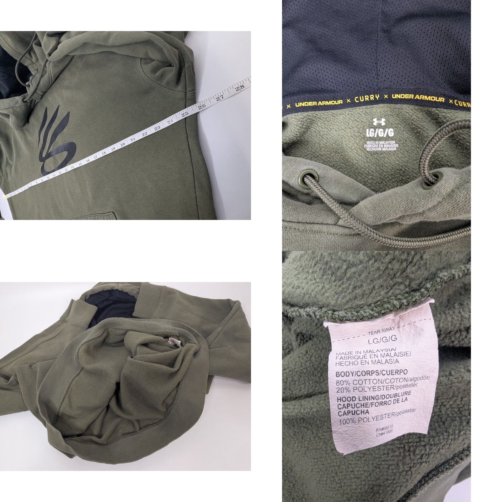 Under Armour Under Armour Mens Green Hoodie Drawstring Pockets Big Splash Clearance? (Note: Must be from original words only and no additions) Size US L / EU 52-54 / 3 - 8 Thumbnail