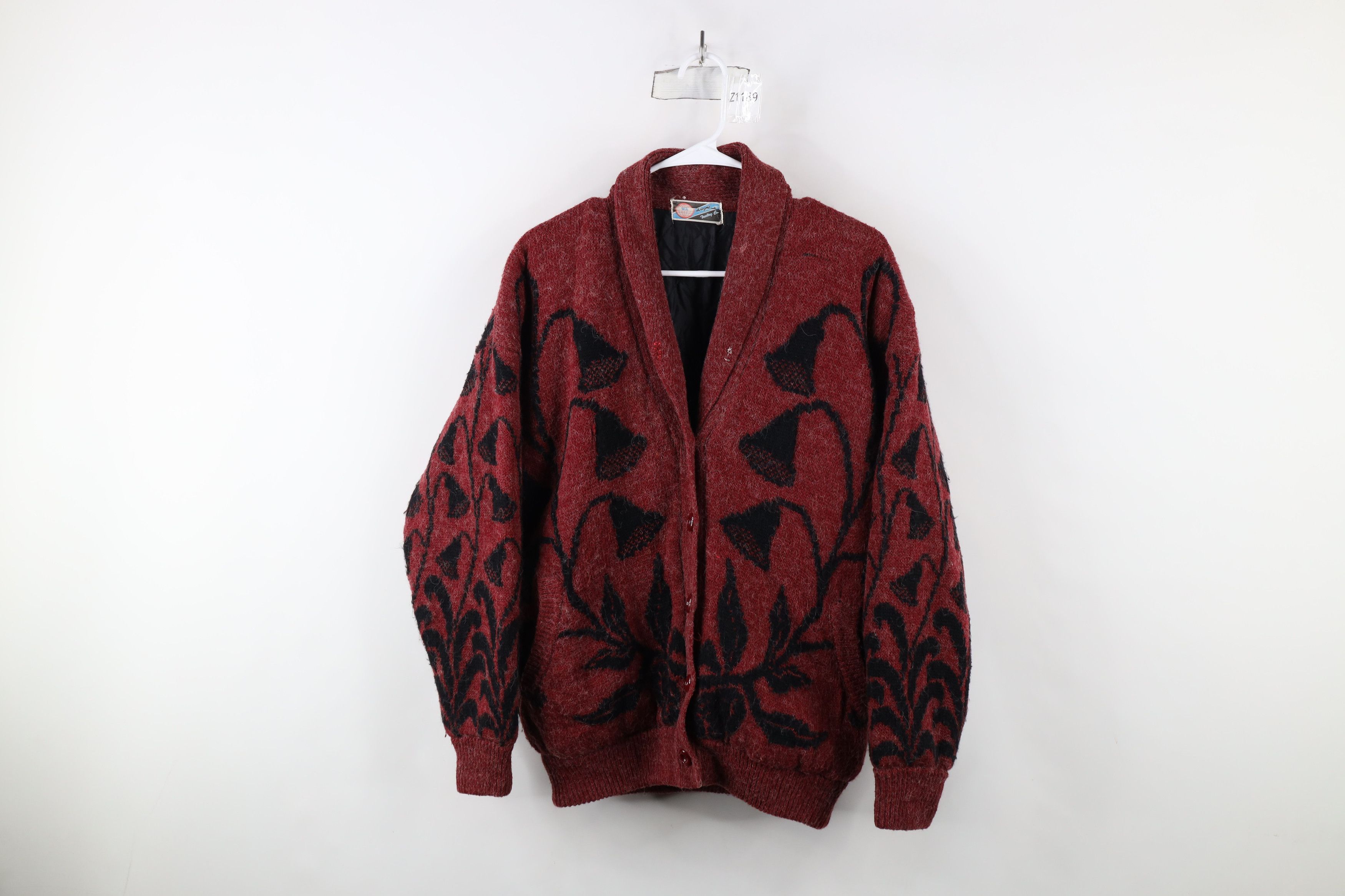 Vintage Vintage 90s Streetwear Wool Knit Flower Shawl Sweater Jacket Size L / US 10 / IT 46 - 1 Thumbnail