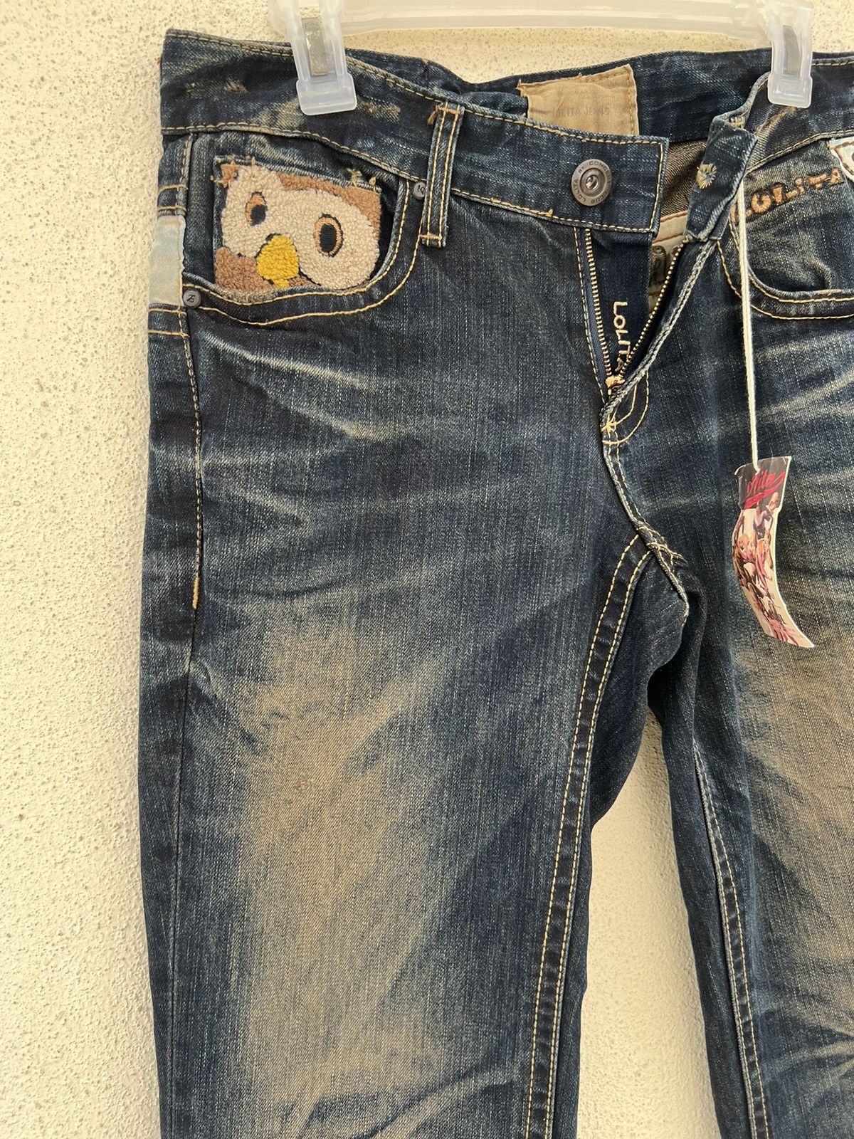 Vintage Lolita Owl Rusty Blue Denim Distressed Jeans Size US 29 - 8 Thumbnail