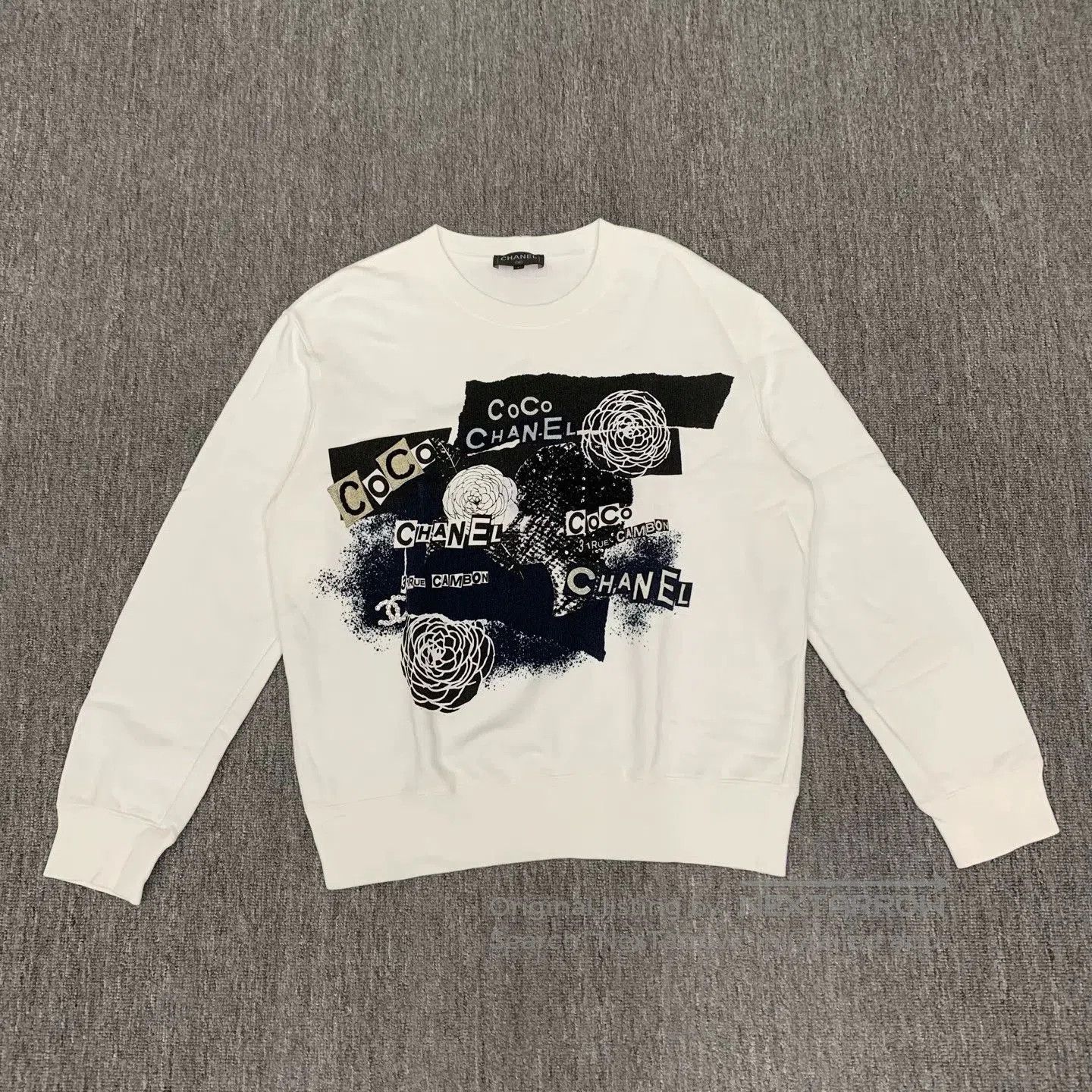 Chanel white embroidered logo sweatshirt from Chanel. Size L / US 10 / IT 46 - 1 Thumbnail