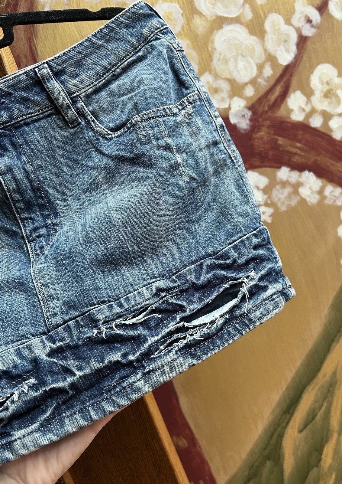 Diesel Vintage Y2K Diesel Denim Washed Distressed Faded Mini Skirt Size 30" / US 8 / IT 44 - 4 Thumbnail