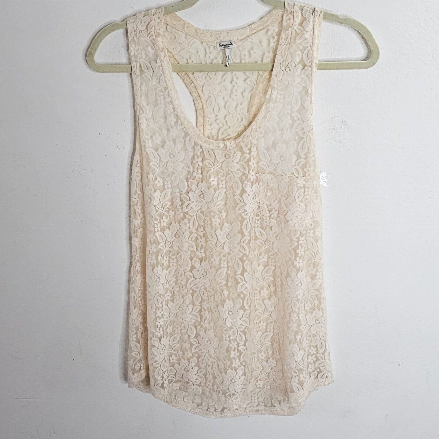 Other Splendid Cream Lace Scoop Neck Breast Pocket Racerback Tank Size M / US 6-8 / IT 42-44 - 8 Thumbnail