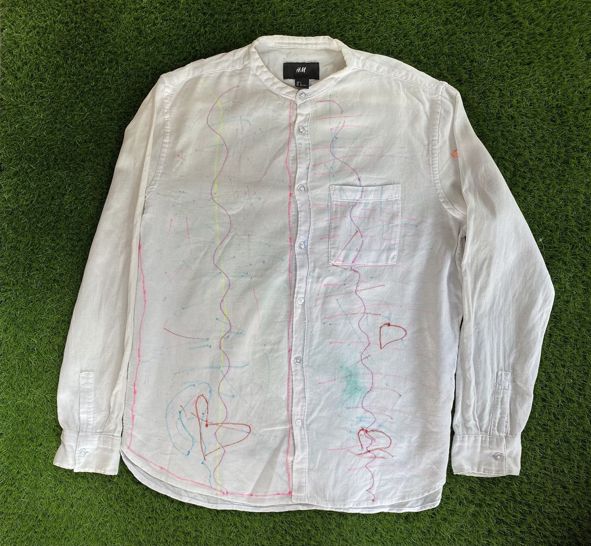 Japanese Brand H&M Button Up Shaw Collar Painted Design Size US L / EU 52-54 / 3 - 1 Thumbnail