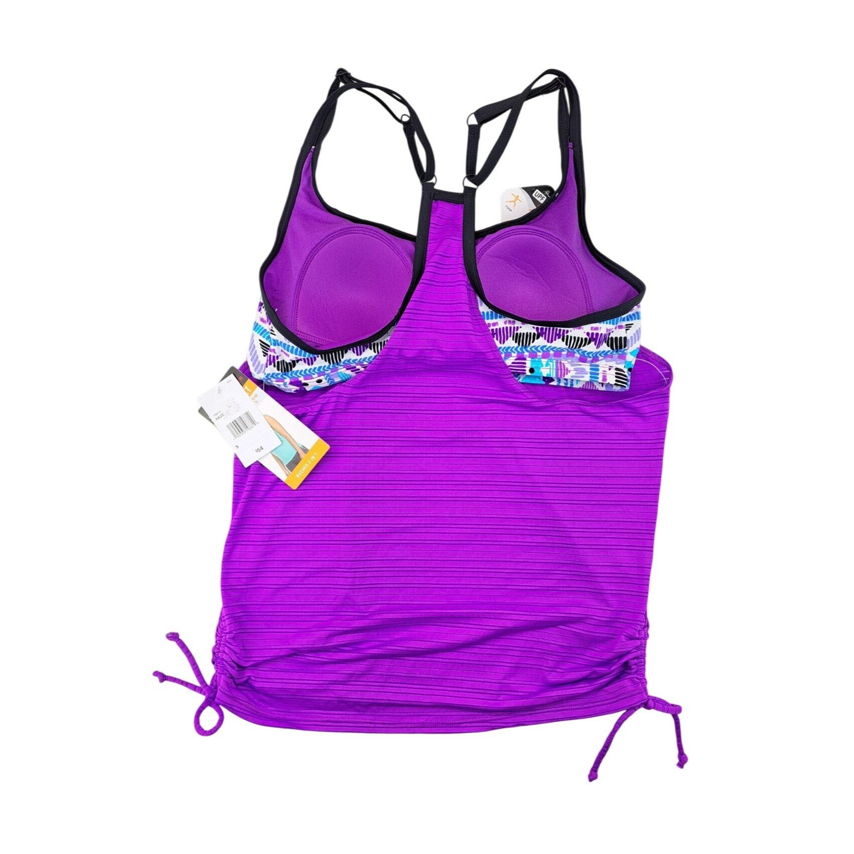 ZeroXposur ZeroXposur Women Ruched 2-In-1 Tankini Top Adjustable Straps Size S / US 4 / IT 40 - 2 Thumbnail