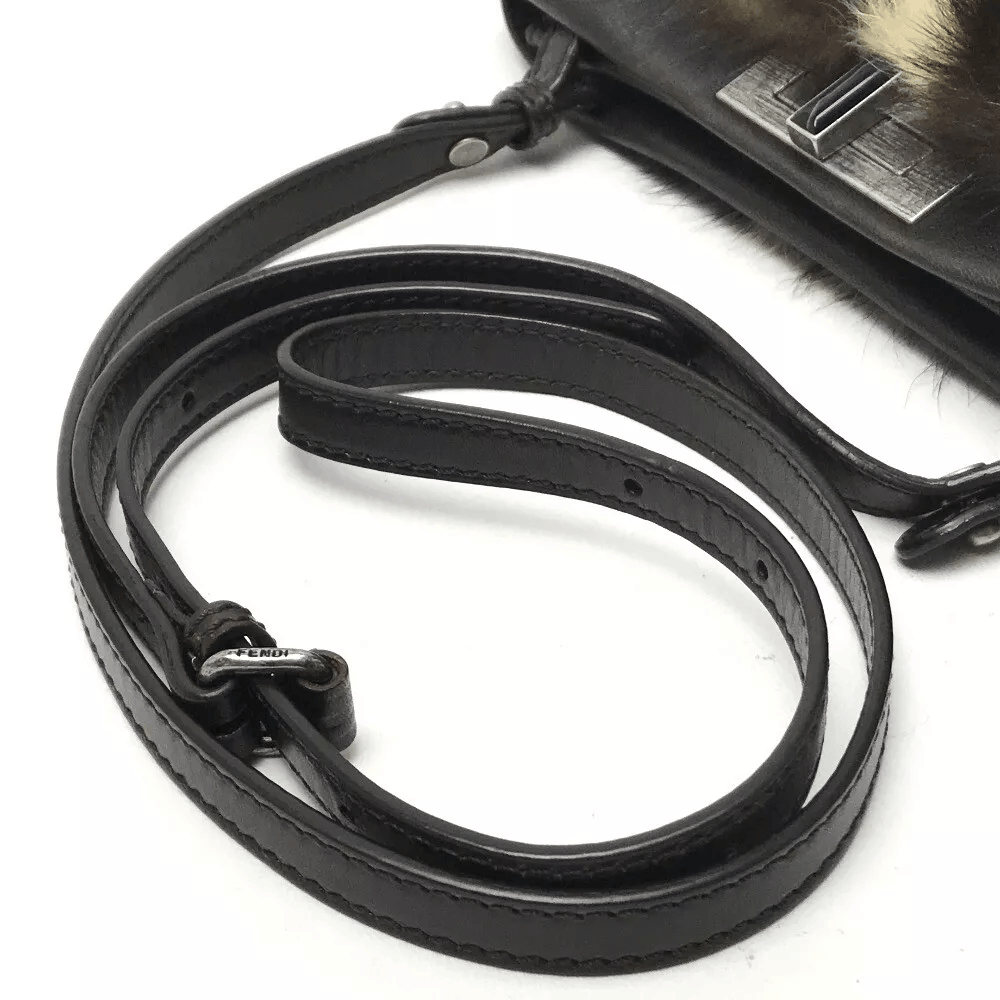 Fendi FENDI Peek-A-Boo Shoulder Bag with Fur Dark Brown Size ONE SIZE - 6 Thumbnail