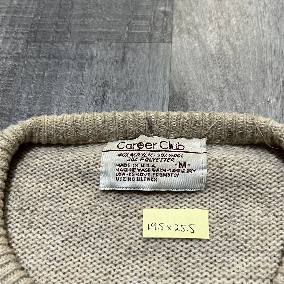 Vintage VTG Career Club 70s Wool Blend Oatmeal Cable Knit Sweater Size US M / EU 48-50 / 2 - 5 Thumbnail