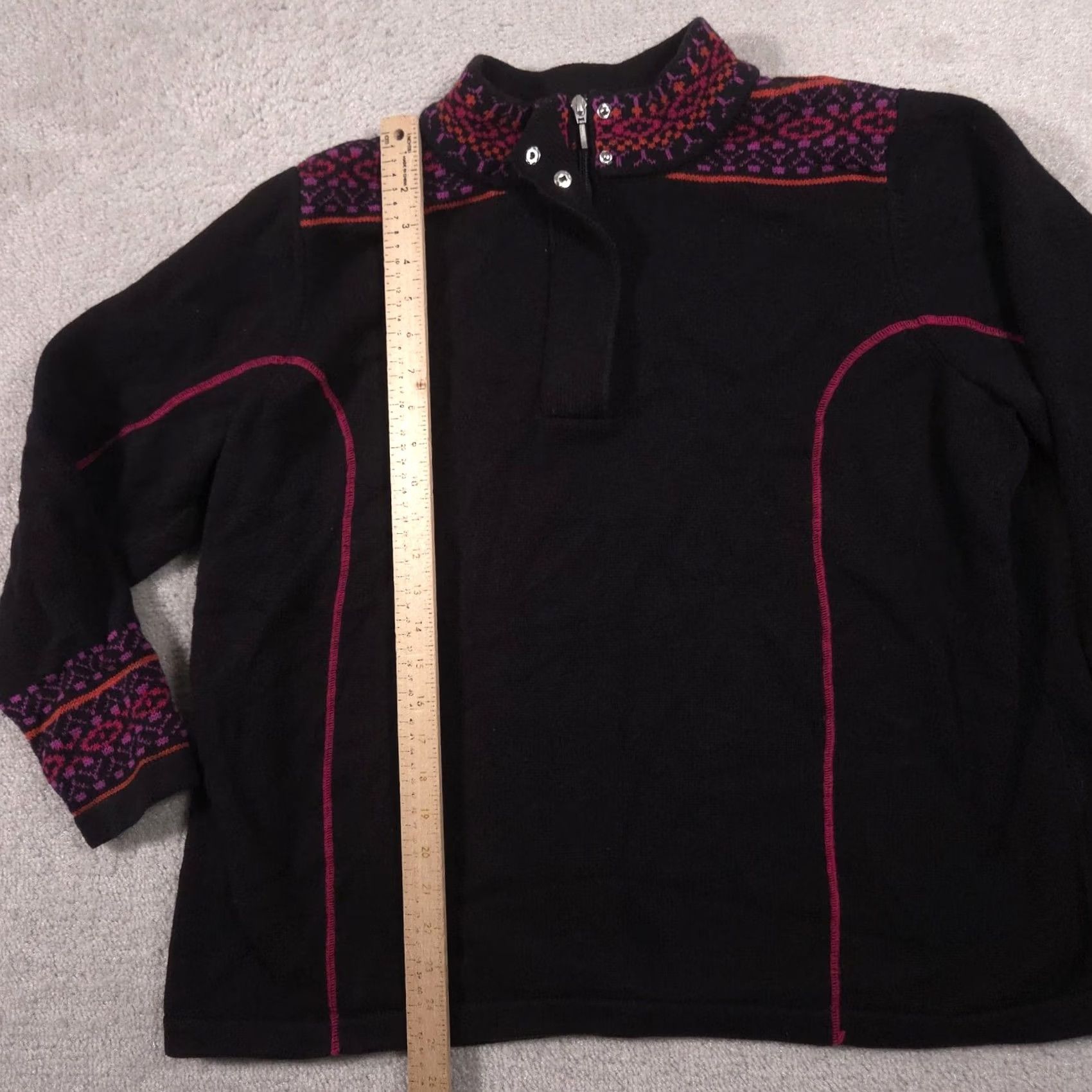 Vintage VINTAGE CJ Banks Sweater Womens 2X Black Mock Neck 1/4 Zip Fair Isle Ski Knit Pullover Size XXL / US 16-18 / IT 52-54 - 5 Thumbnail
