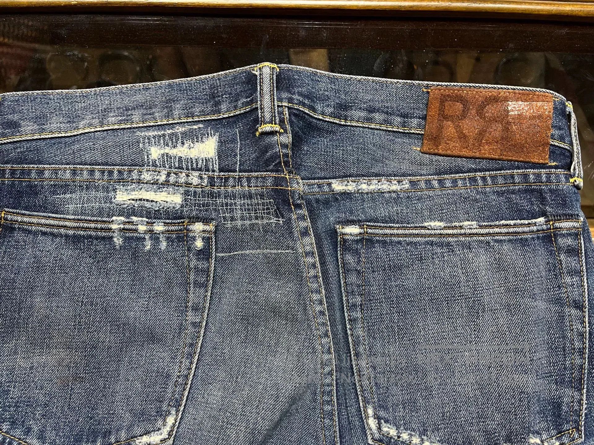 RRL Ralph Lauren distressed rrl denim jeans with patches. Size US 31 - 8 Thumbnail