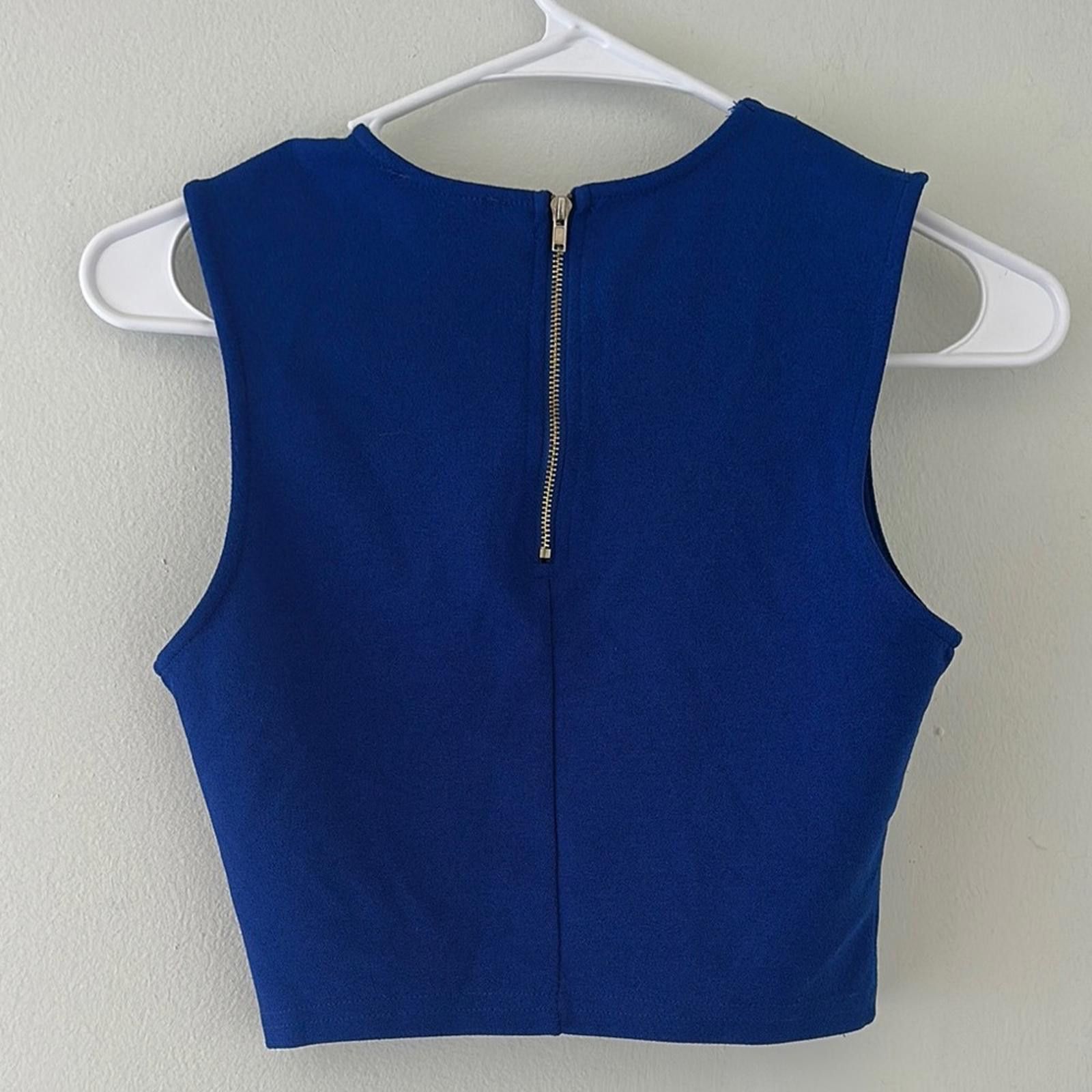 Other Privy Blue Sleeveless Crop Tank with Cut Out Design Size S / US 4 / IT 40 - 5 Thumbnail