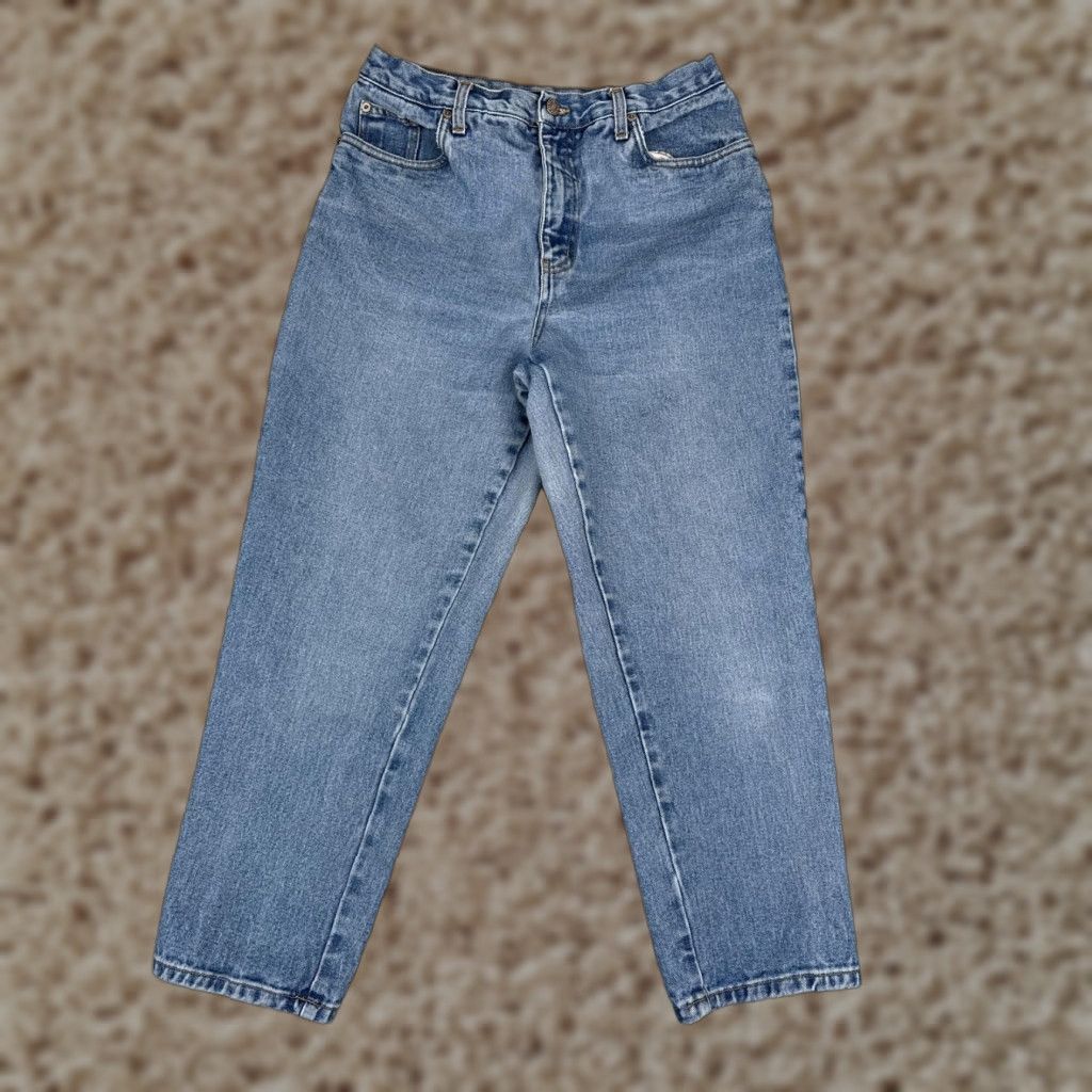 Bill Blass VINTAGE Bill Blass Jeans Womens 12P Blue High Rise Straight 27Inseam 27 In 100% Cotton Denim Easy Fit Size 34" / US 12 / IT 48 - 1 Thumbnail